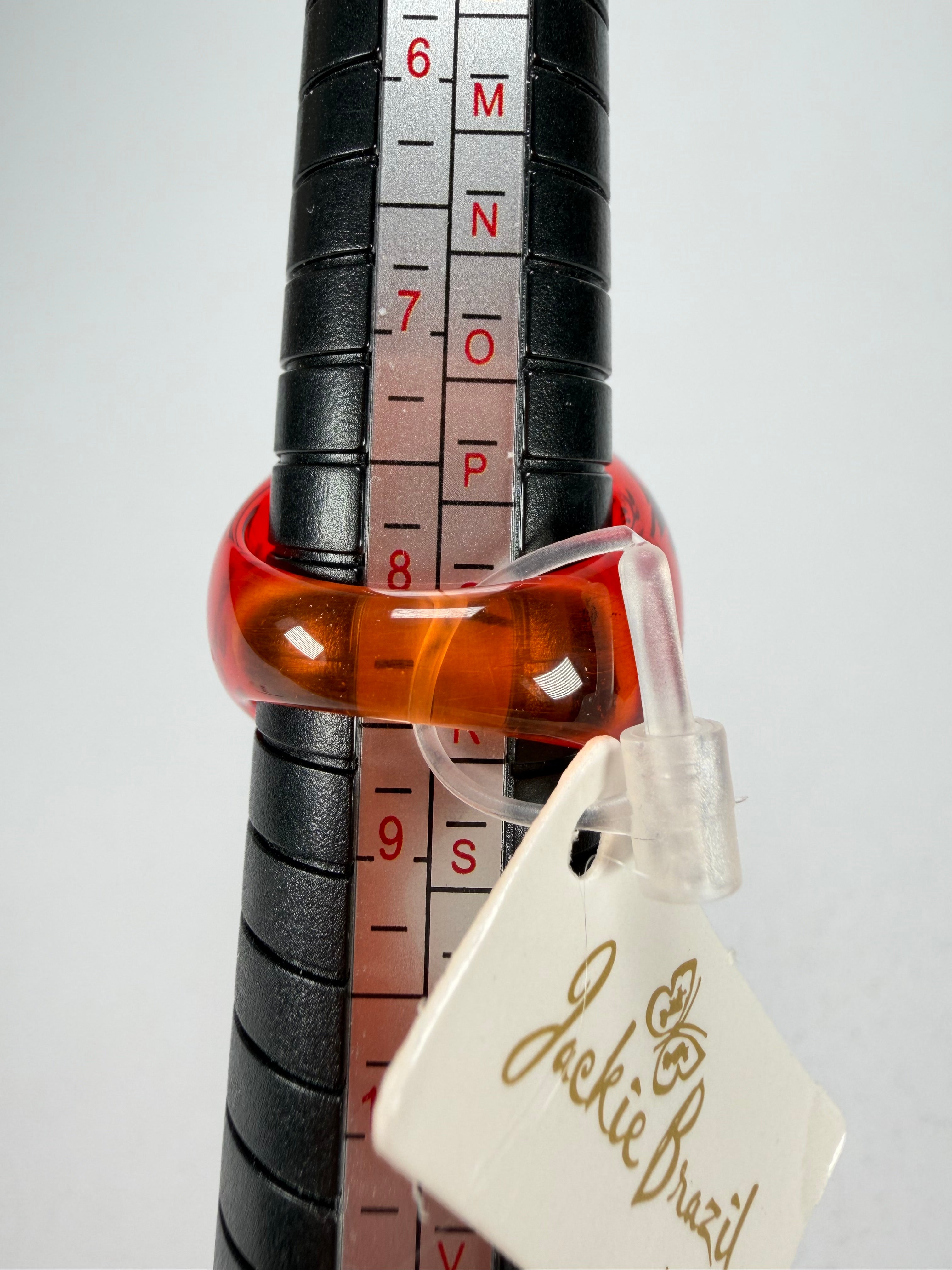 Jackie Brazil "Stomp" Large Round Amber Resin  Ring ( R0360 ) Size UK Q / US 8