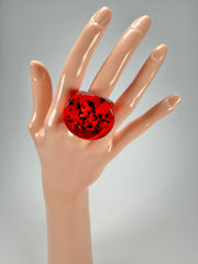 Jackie Brazil "Stomp" Large Round Amber Resin  Ring ( R0360 ) Size UK Q / US 8