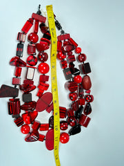 Jackie Brazil "Indiana" 3 Strand Multi-Bead Red Resin Necklace ( N0043 )