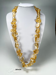 Jackie Brazil "Diamonds" Gold Flakes Flintstone Bone 80cm Necklace ( N0080 )