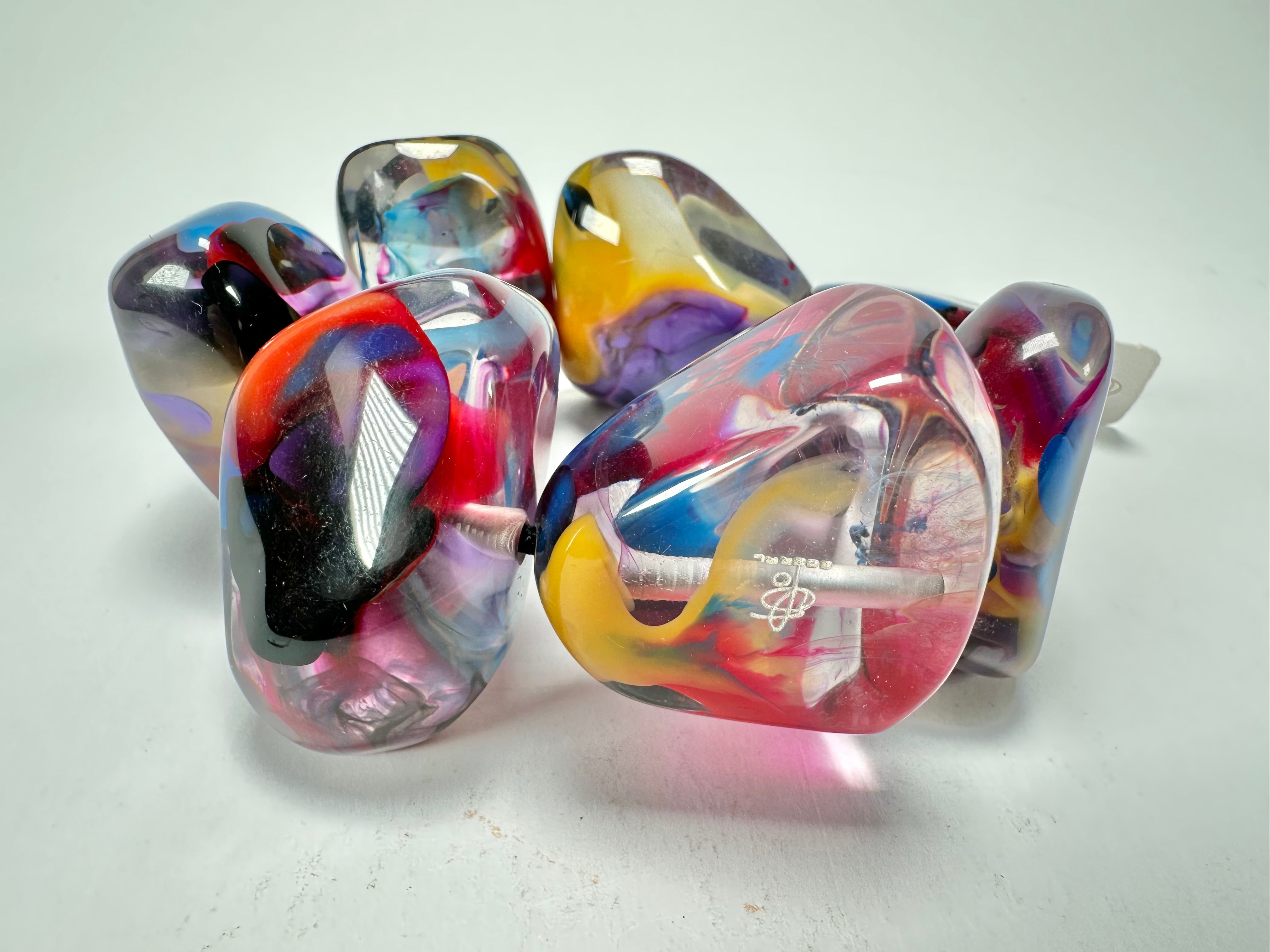 Jackie Brazil "Vesubio" Large Cusco Stones Purple Marble Elasticated Bracelet ( B1613 )