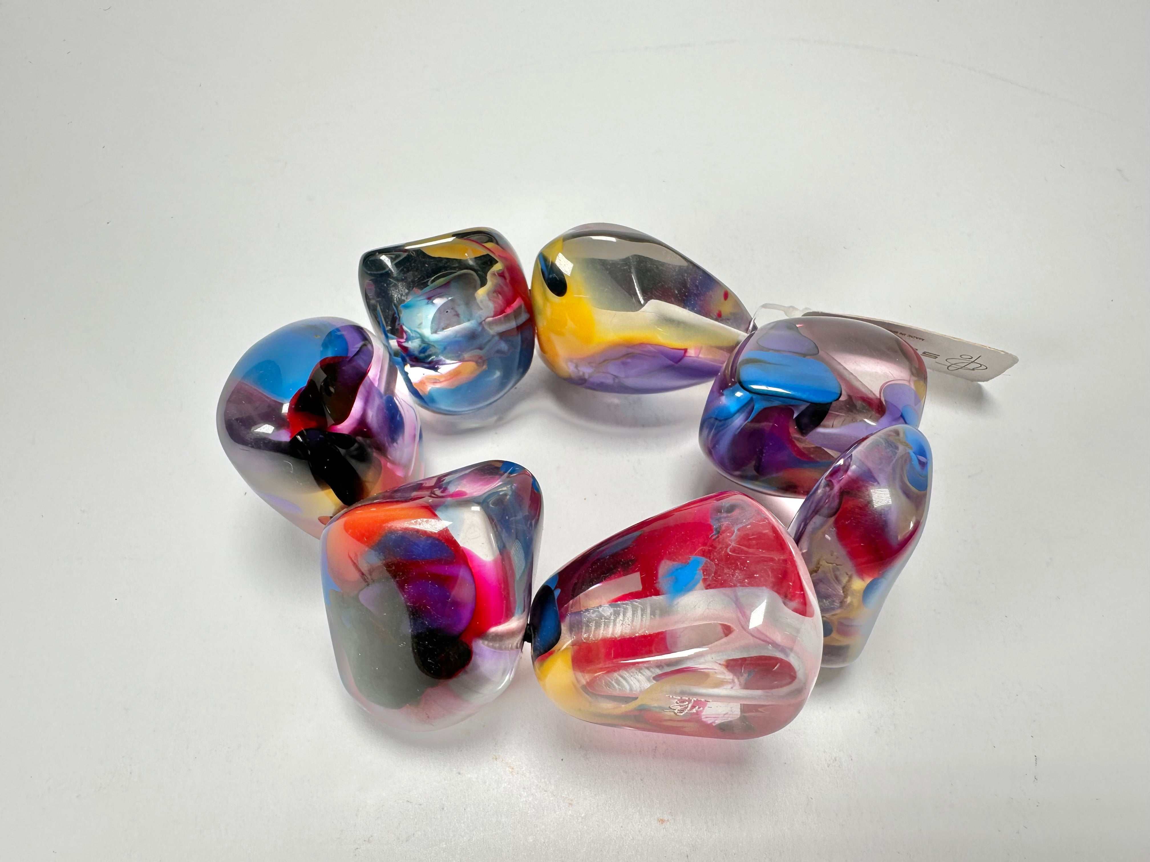 Jackie Brazil "Vesubio" Large Cusco Stones Purple Marble Elasticated Bracelet ( B1613 )