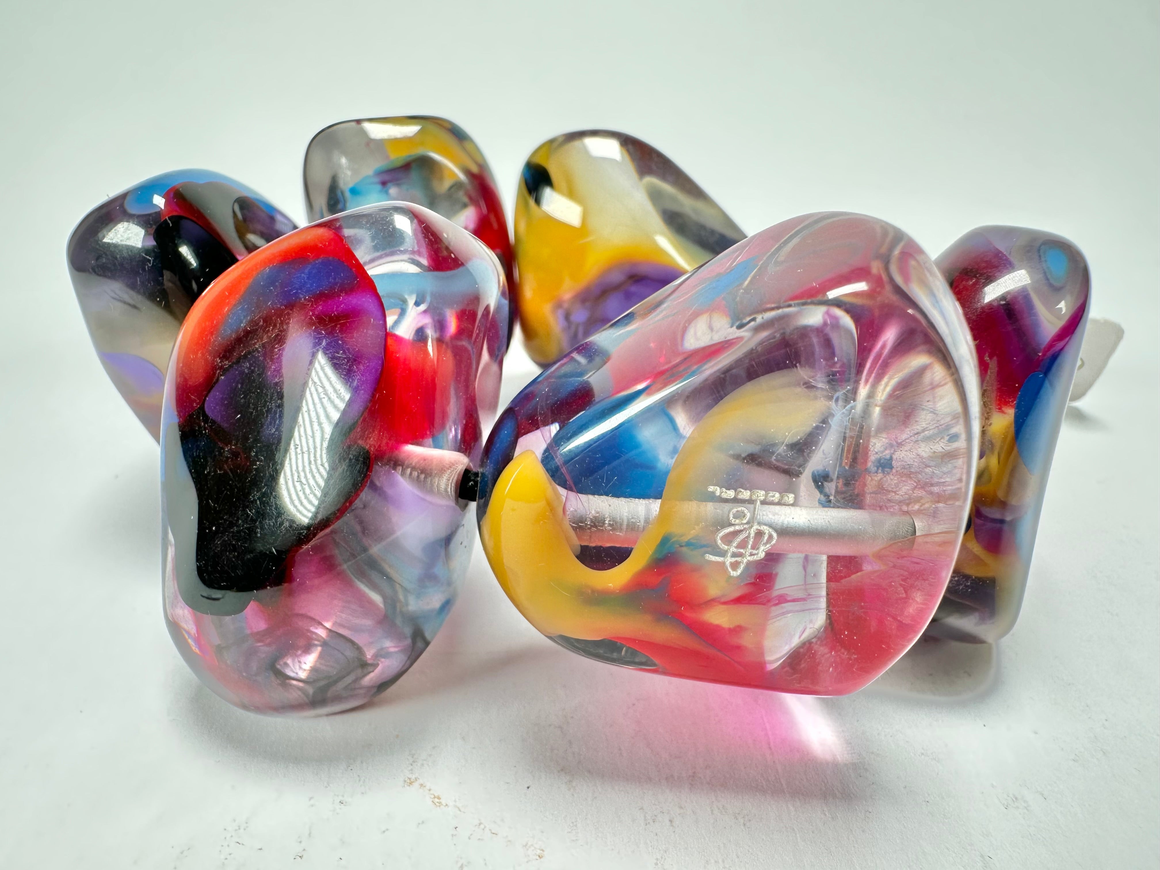 Jackie Brazil "Vesubio" Large Cusco Stones Purple Marble Elasticated Bracelet ( B1613 )