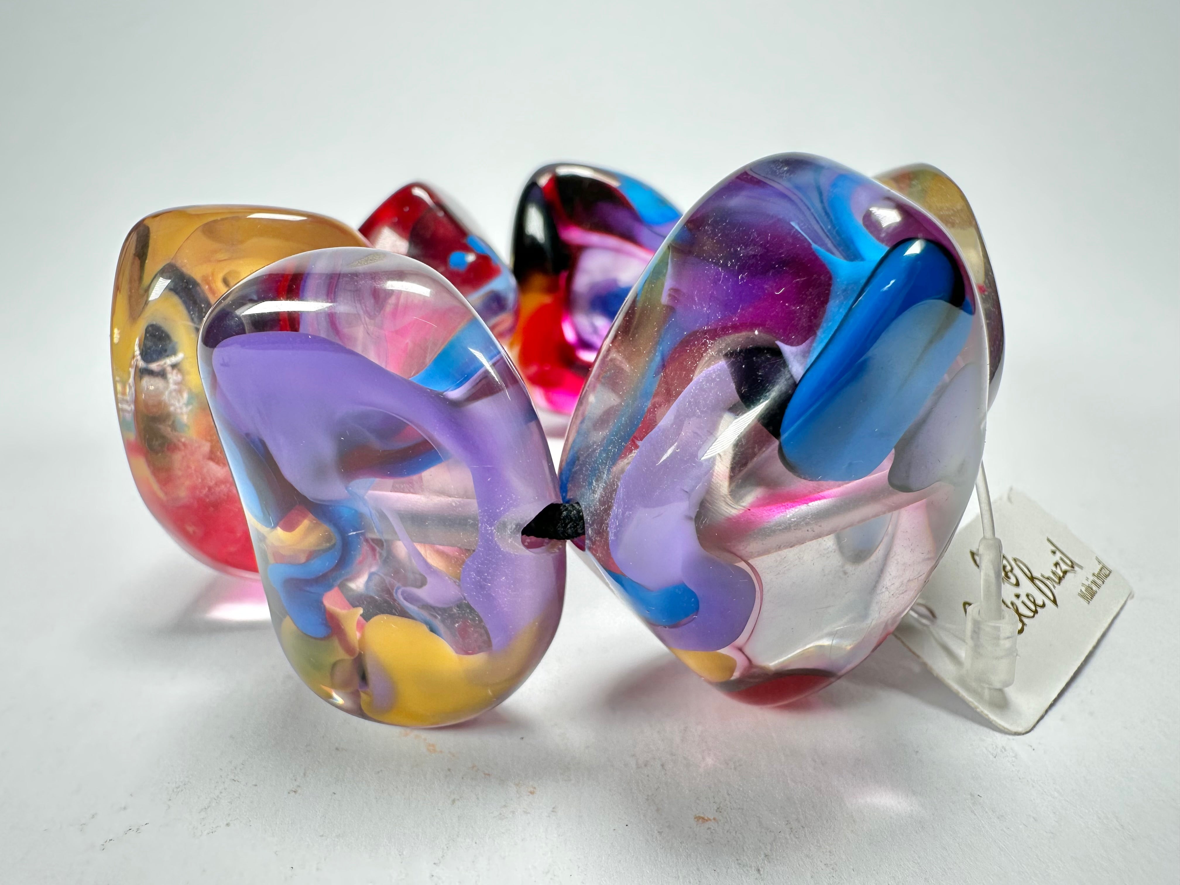 Jackie Brazil "Vesubio" Large Cusco Stones Purple Marble Elasticated Bracelet ( B1613 )