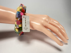 Jackie Brazil "Spots" Spotted Cubes On Elastic Resin Bracelet ( B1284 )