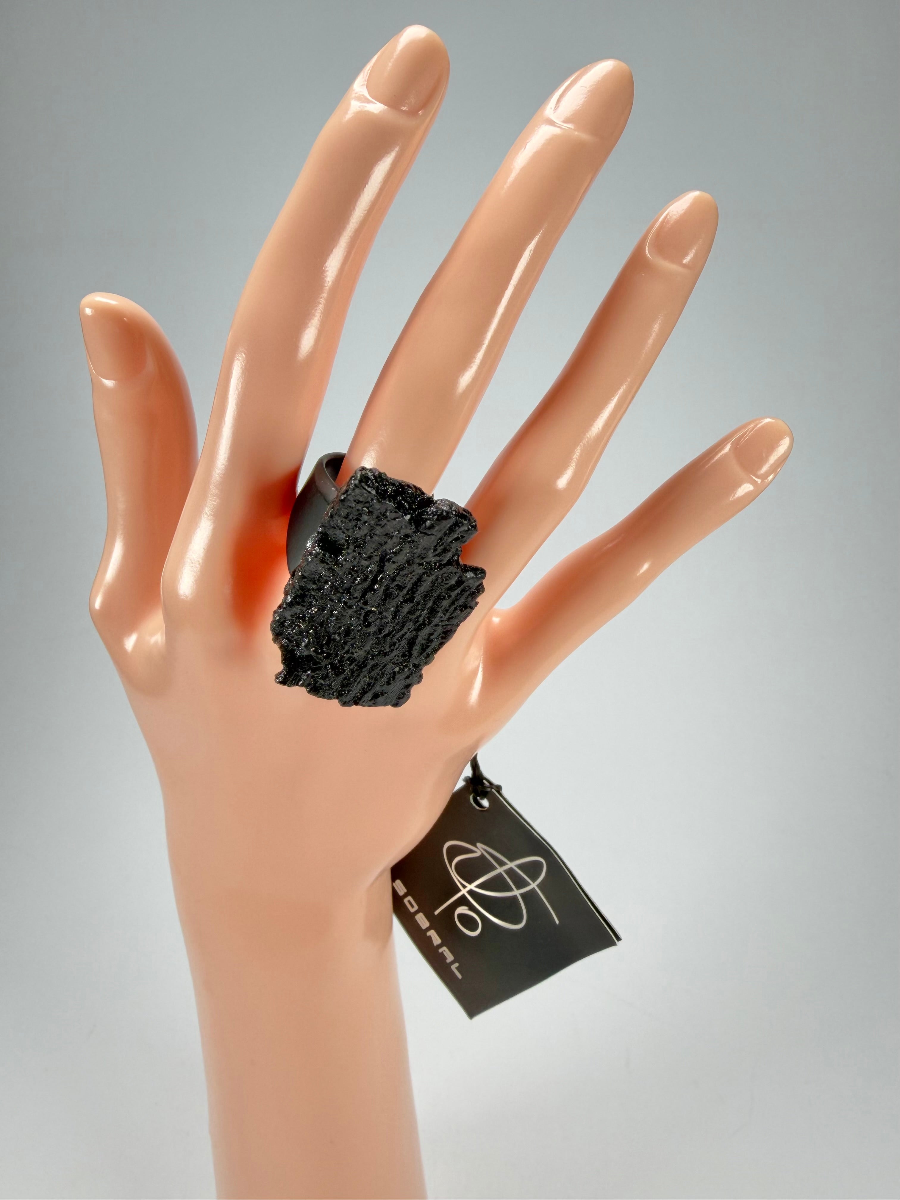 Jackie Brazil "Dark Black" Charcoal Resin Ring ( R2782 ) UK Q / USA 8