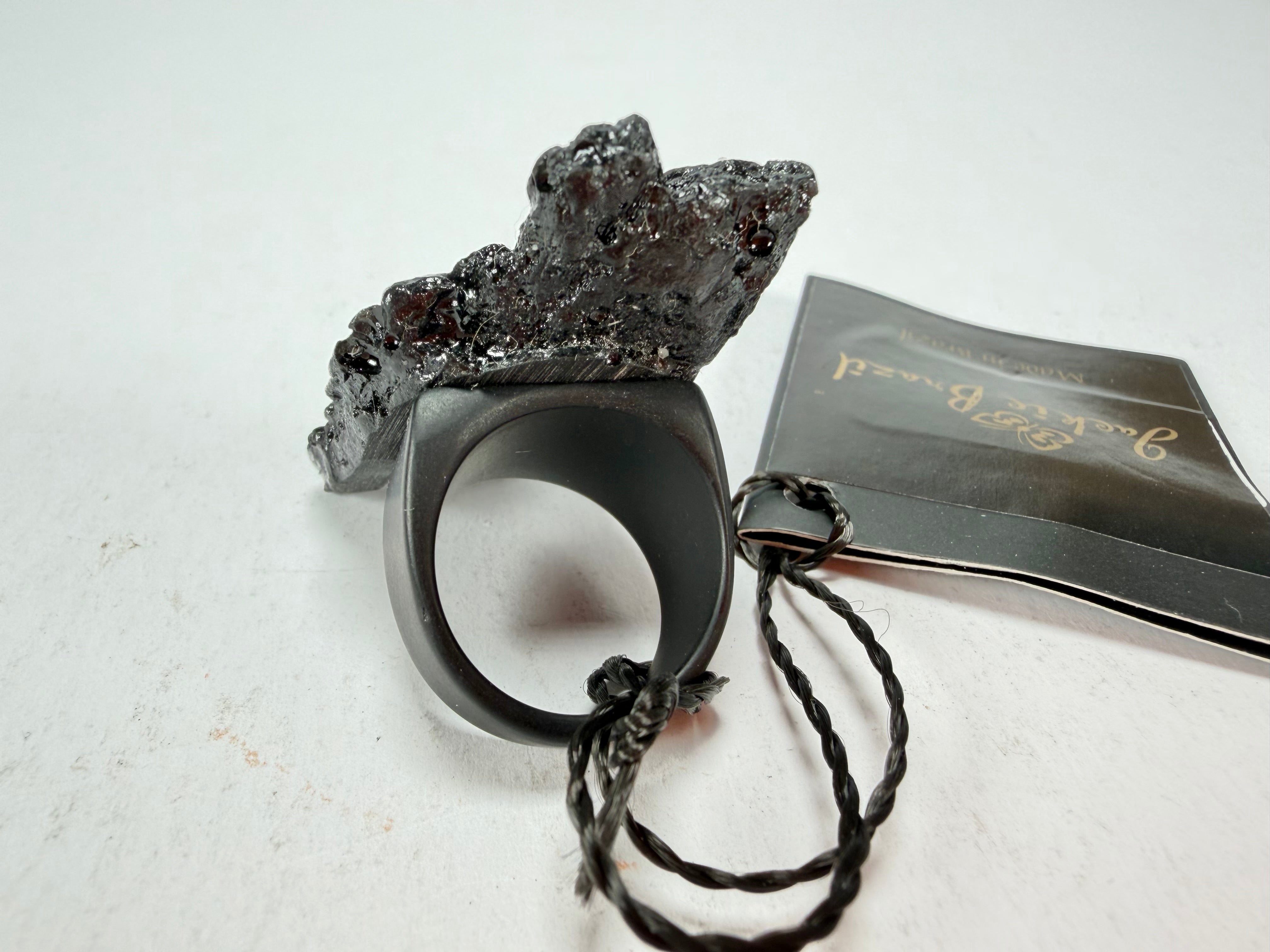 Jackie Brazil "Dark Black" Charcoal Resin Ring ( R2782 ) UK Q / USA 8
