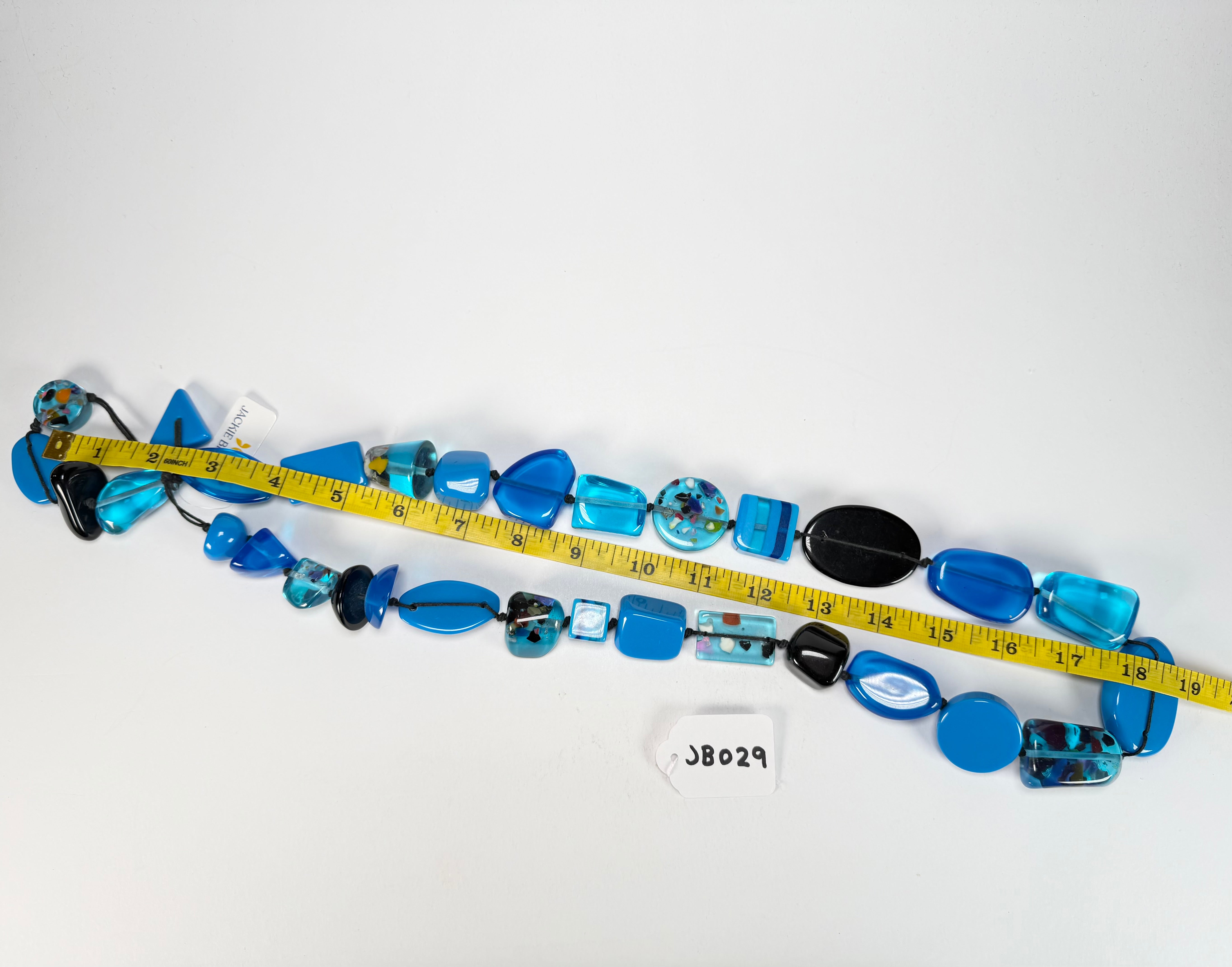 Jackie Brazil "Indiana" Blue Mix Multi-Bead Long Resin 110cm Necklace ( N0038 )