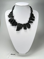 Jackie Brazil "Black Pieces" Charcoal Large Choker Necklace ( N2730 )