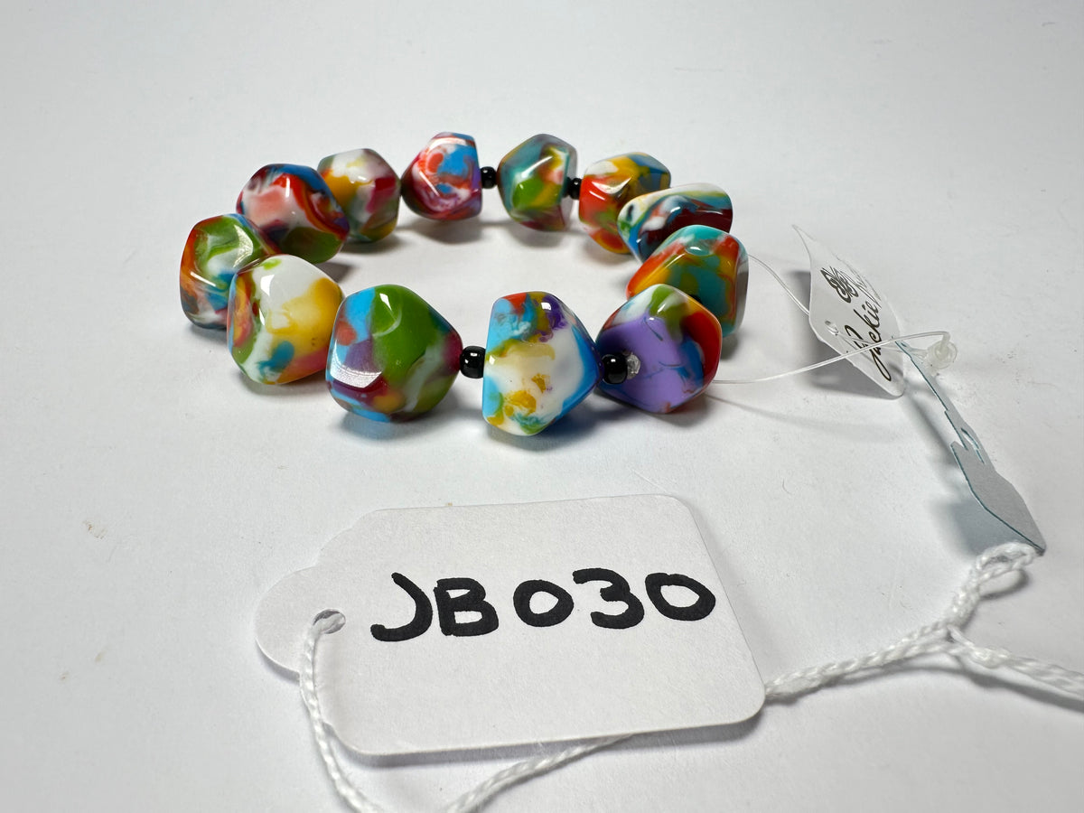 Jackie Brazil "Camille" Kandinsky Small Abstract Stones Resin Bracelet ( B0930 )