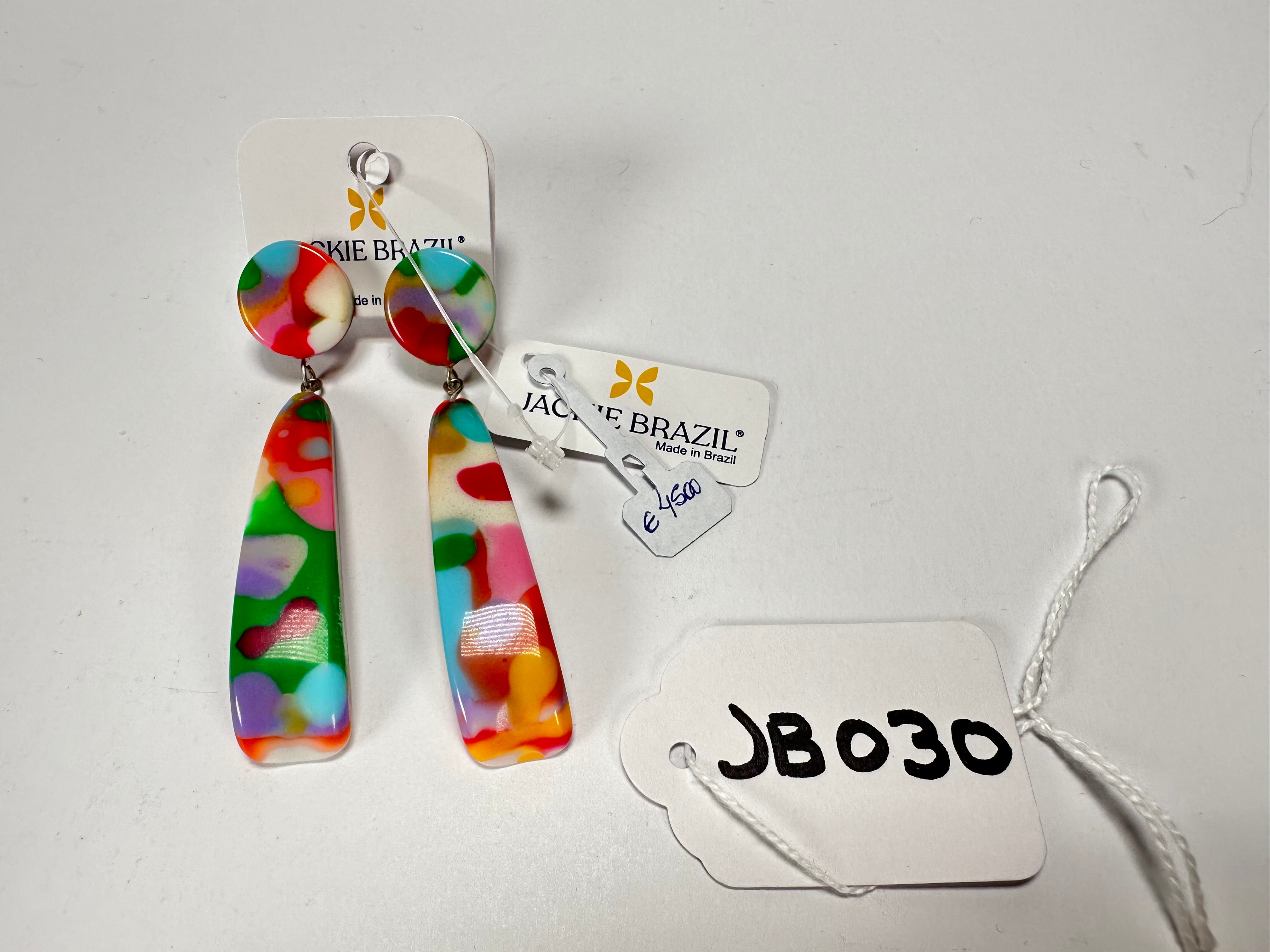 Jackie Brazil "Mel" Kandinsky Stud & Leaf On Pin Resin Earrings ( E4500 )