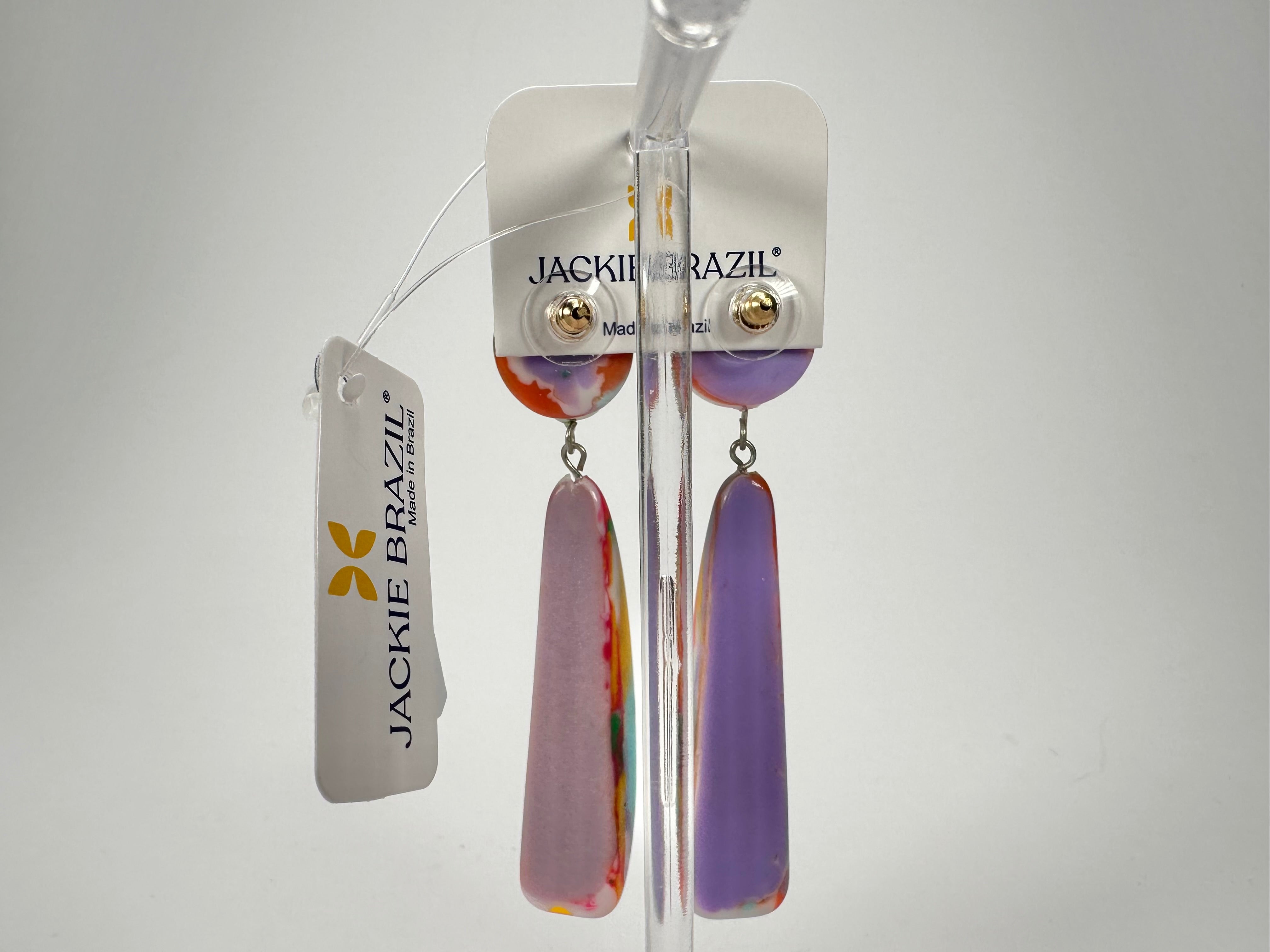 Jackie Brazil "Mel" Kandinsky Stud & Leaf On Pin Resin Earrings ( E4500 )