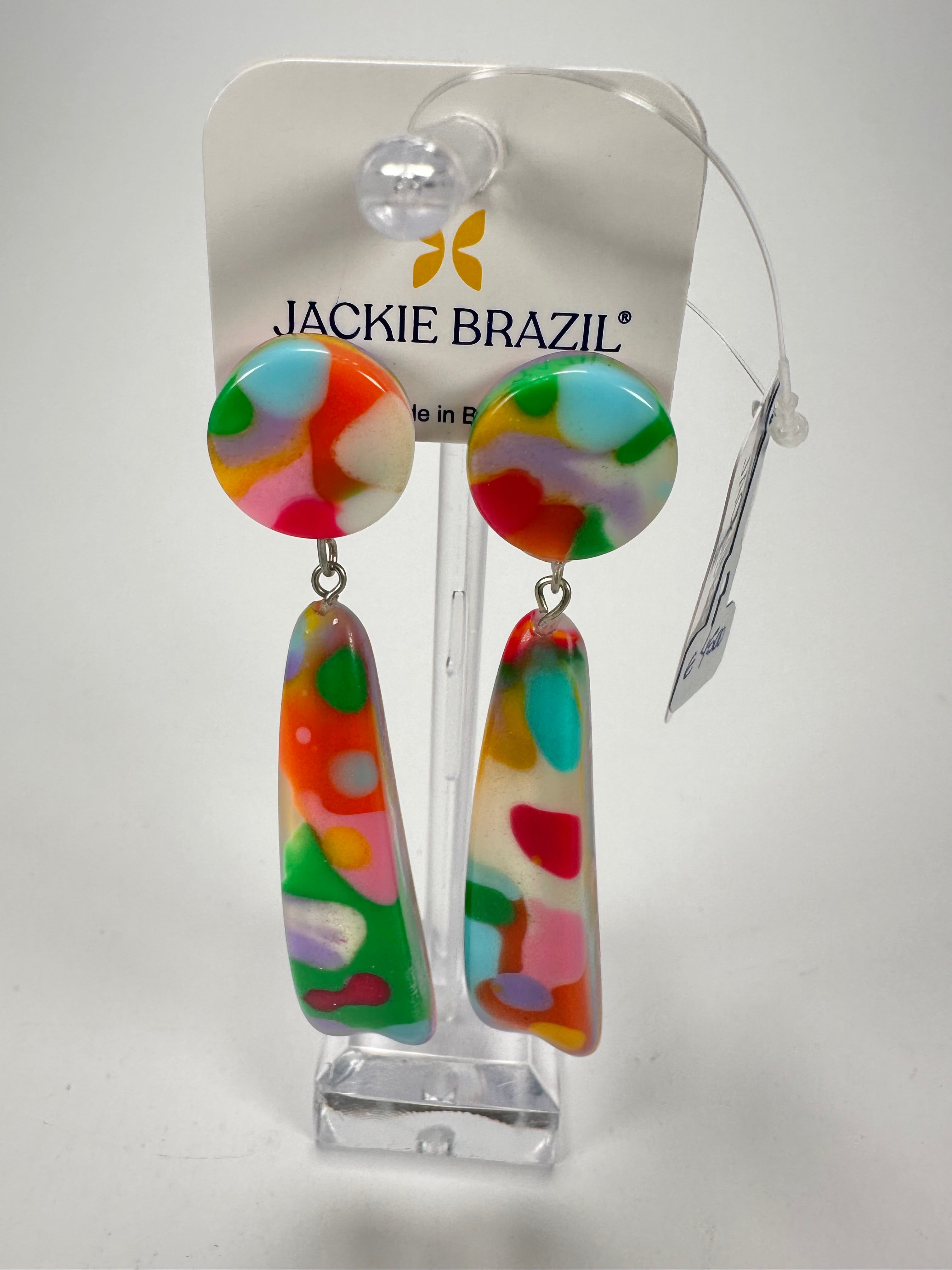 Jackie Brazil "Mel" Kandinsky Stud & Leaf On Pin Resin Earrings ( E4500 )