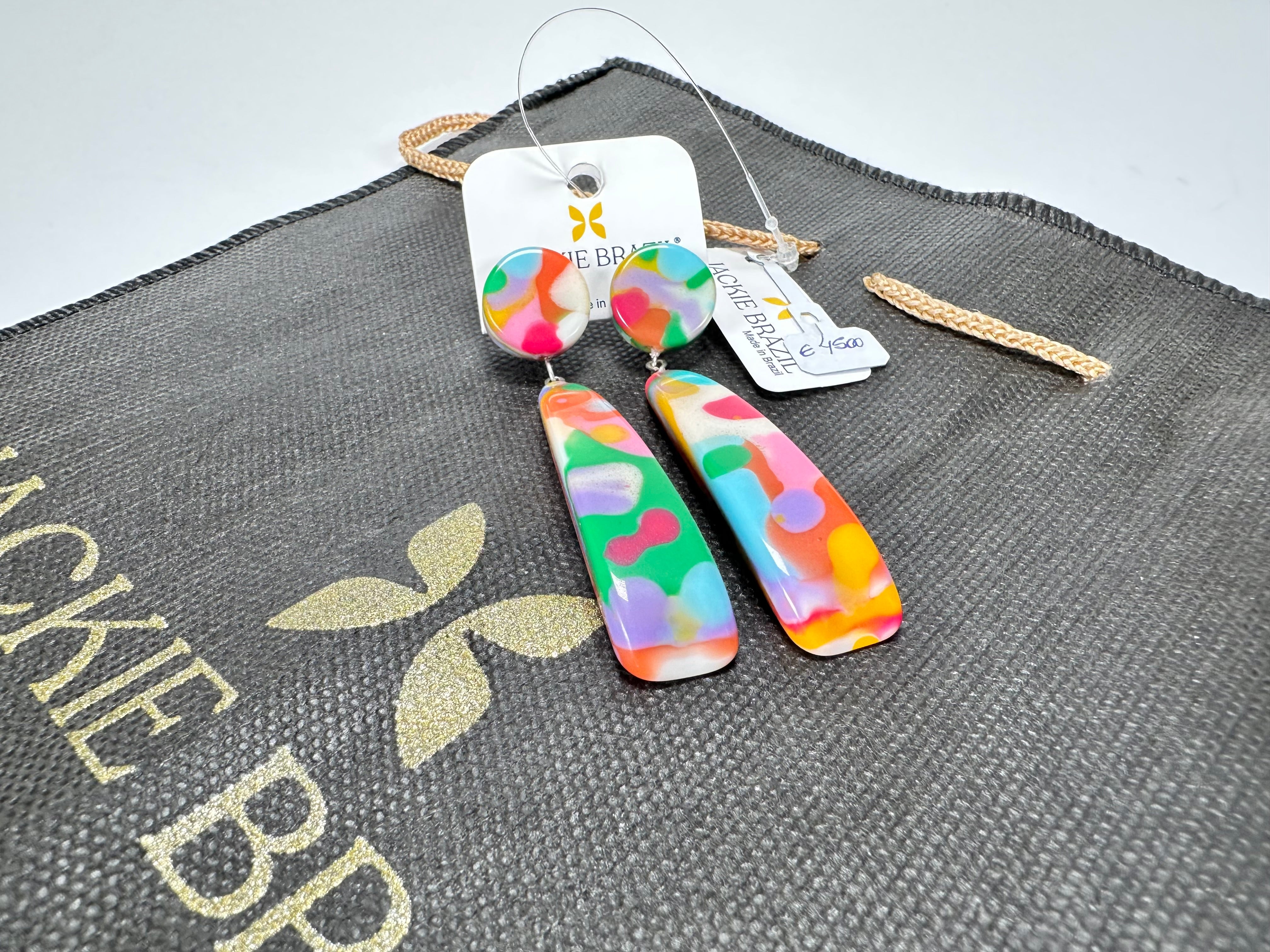 Jackie Brazil "Mel" Kandinsky Stud & Leaf On Pin Resin Earrings ( E4500 )
