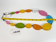 Jackie Brazil "Transparent" Summer Frost Long Flat Riverstones 65cm Necklace ( N3700 )