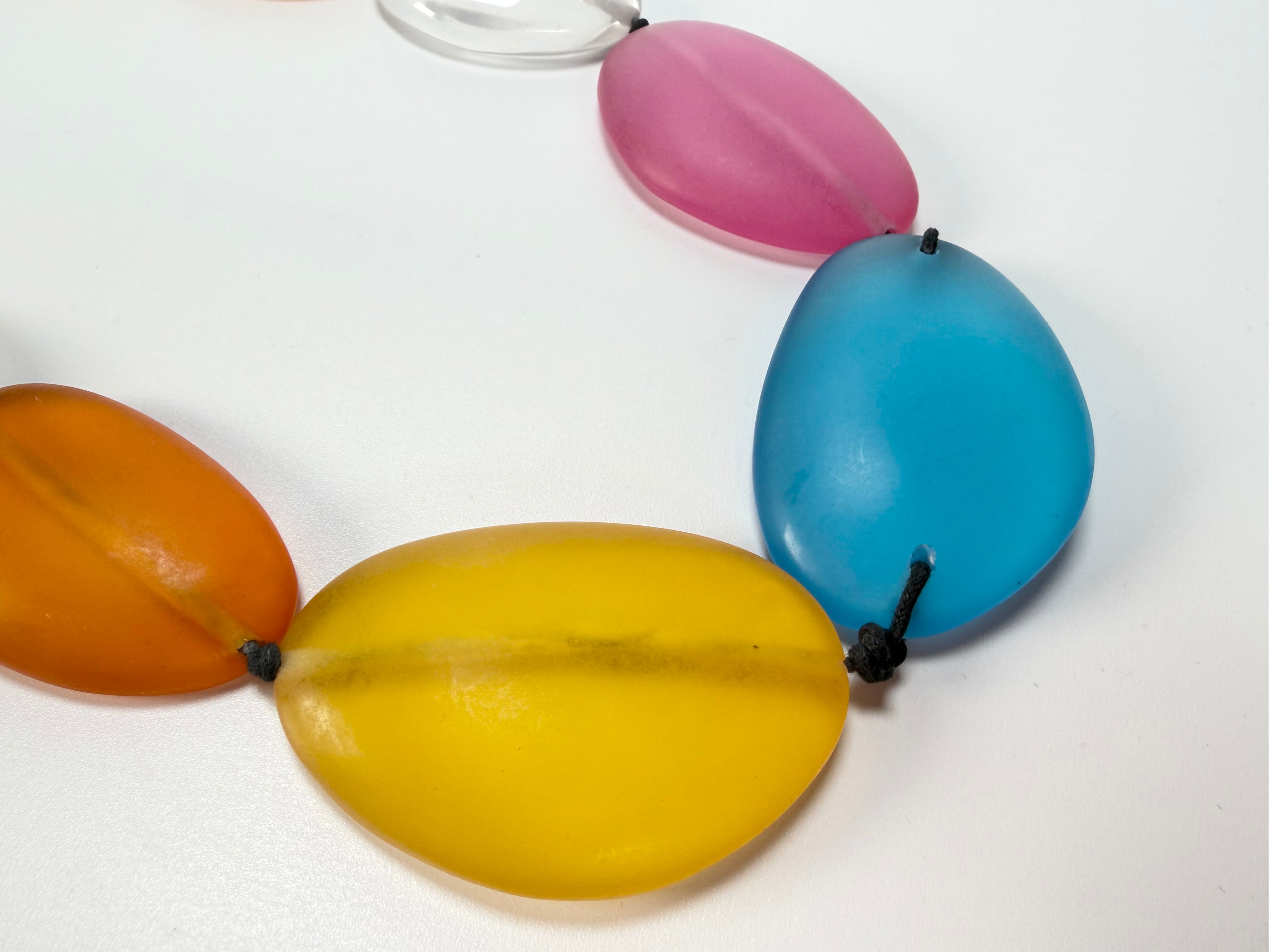 Jackie Brazil "Transparent" Summer Frost Long Flat Riverstones 65cm Necklace ( N3700 )