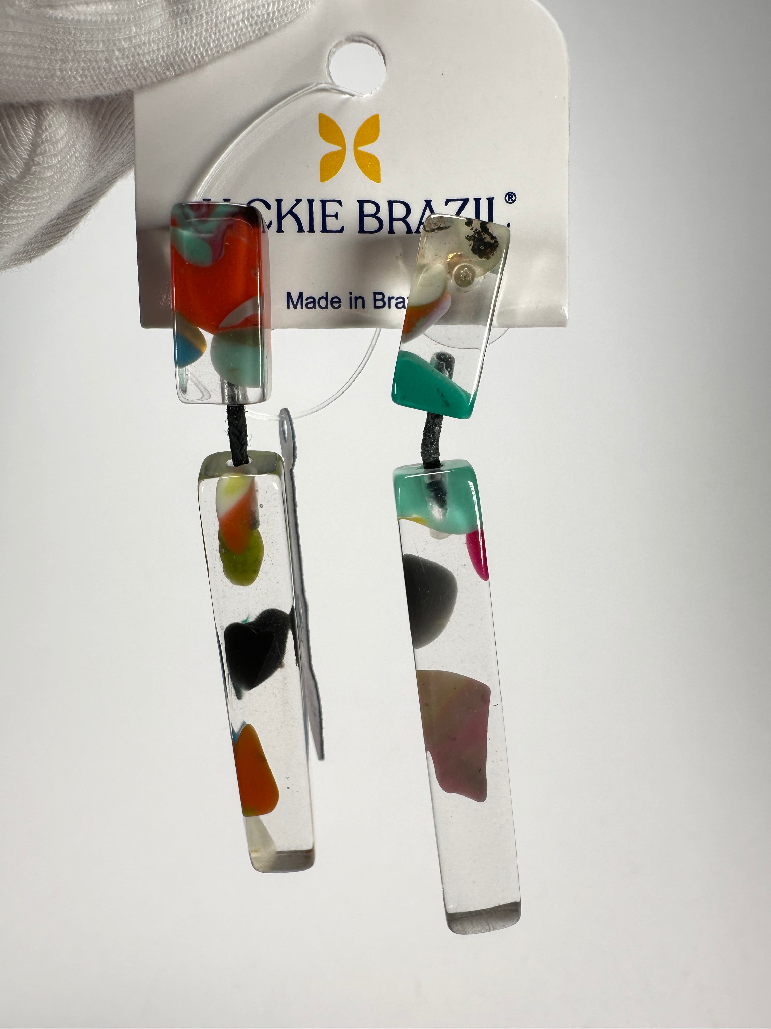 Jackie Brazil "Clarissa" Cascade Thin Rectangle Resin Earrings ( E2452 )