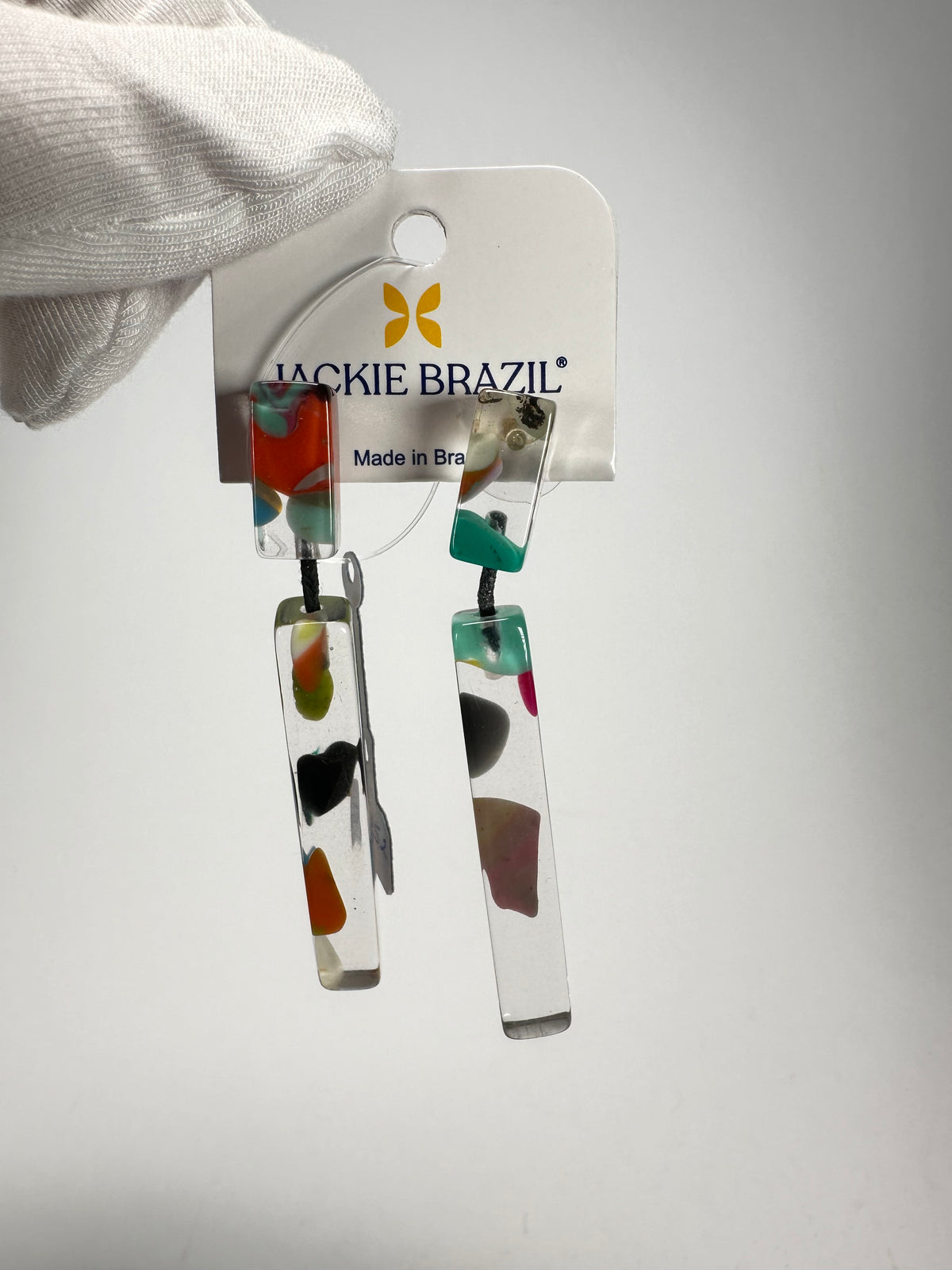 Jackie Brazil "Clarissa" Cascade Thin Rectangle Resin Earrings ( E2452 )