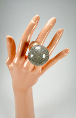 Jackie Brazil "Splendour" Large Ball Silver Flakes Ring ( R2500 ) Size UK - Q / US - 8