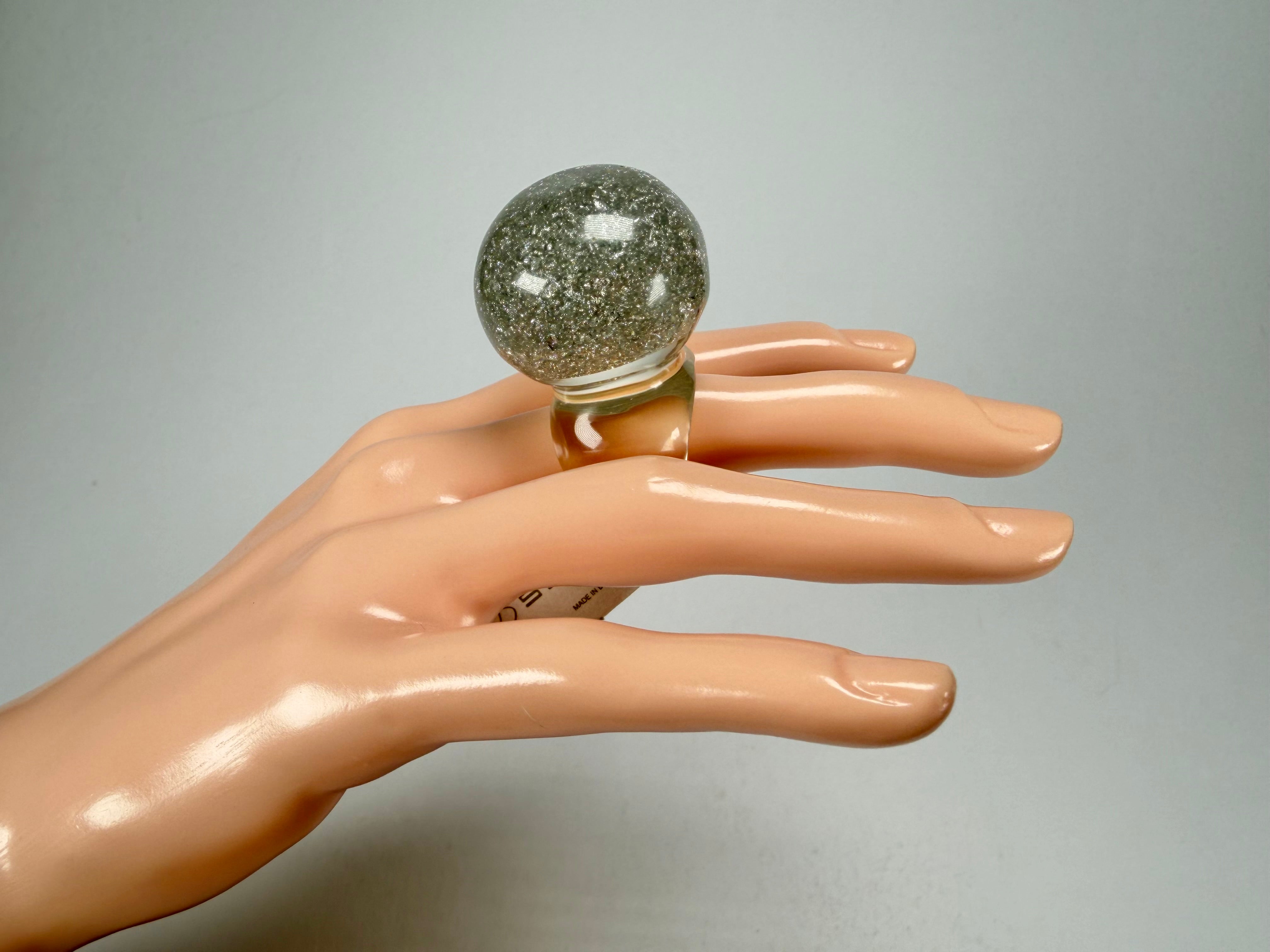 Jackie Brazil "Splendour" Large Ball Silver Flakes Ring ( R2500 ) Size UK - Q / US - 8