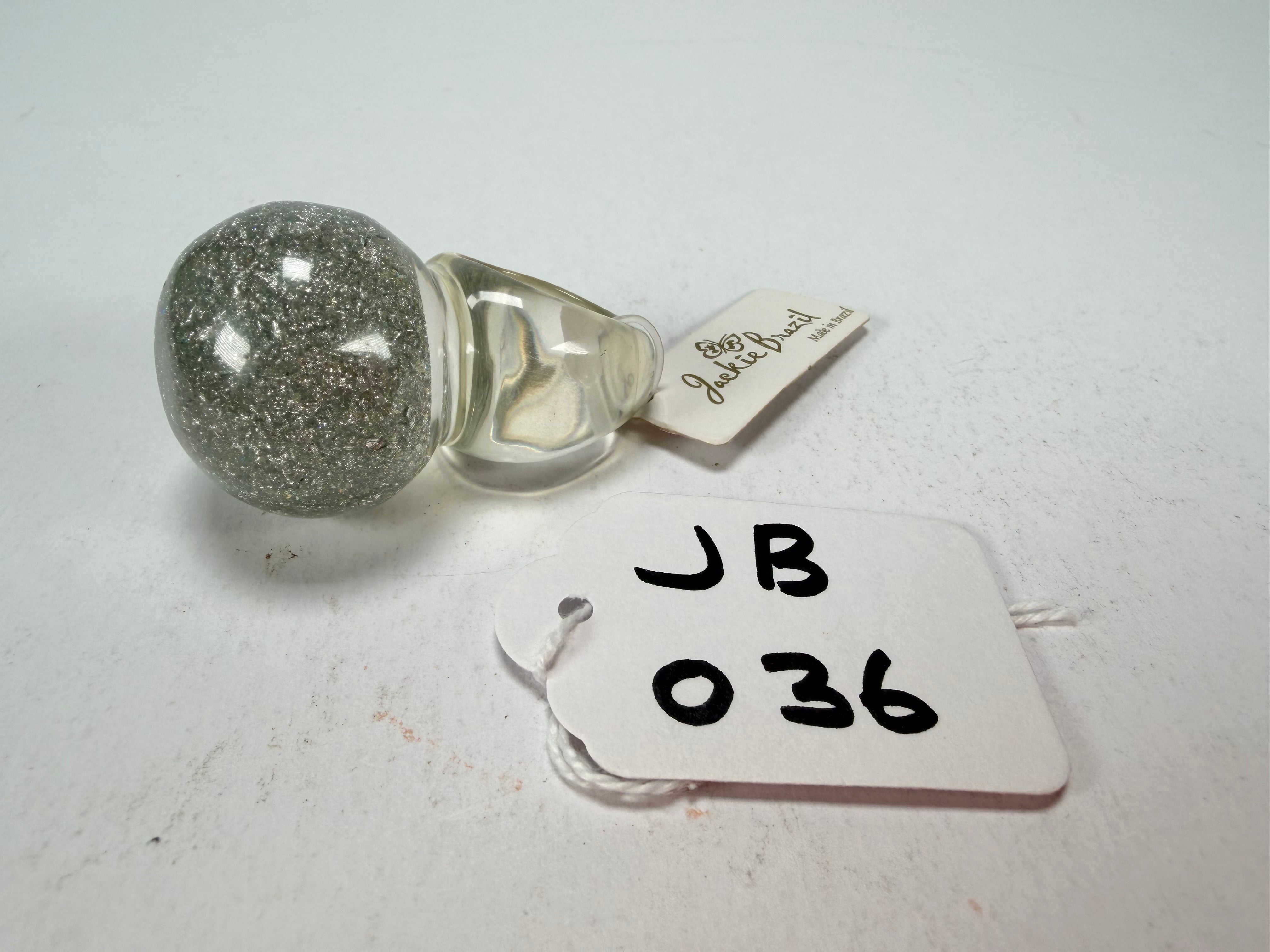 Jackie Brazil "Splendour" Large Ball Silver Flakes Ring ( R2500 ) Size UK - Q / US - 8