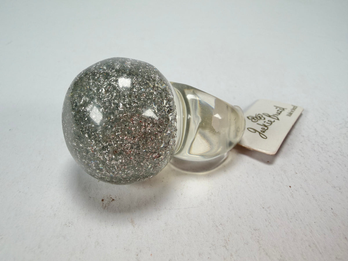 Jackie Brazil "Splendour" Large Ball Silver Flakes Ring ( R2500 ) Size UK - Q / US - 8
