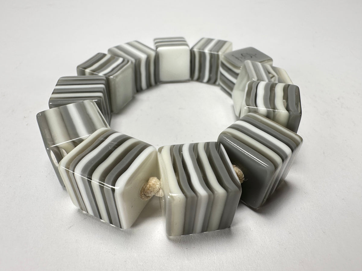 Jackie Brazil "POP" Liquorice Spring Cream Mix Small Cubes Bracelet ( B0224 )