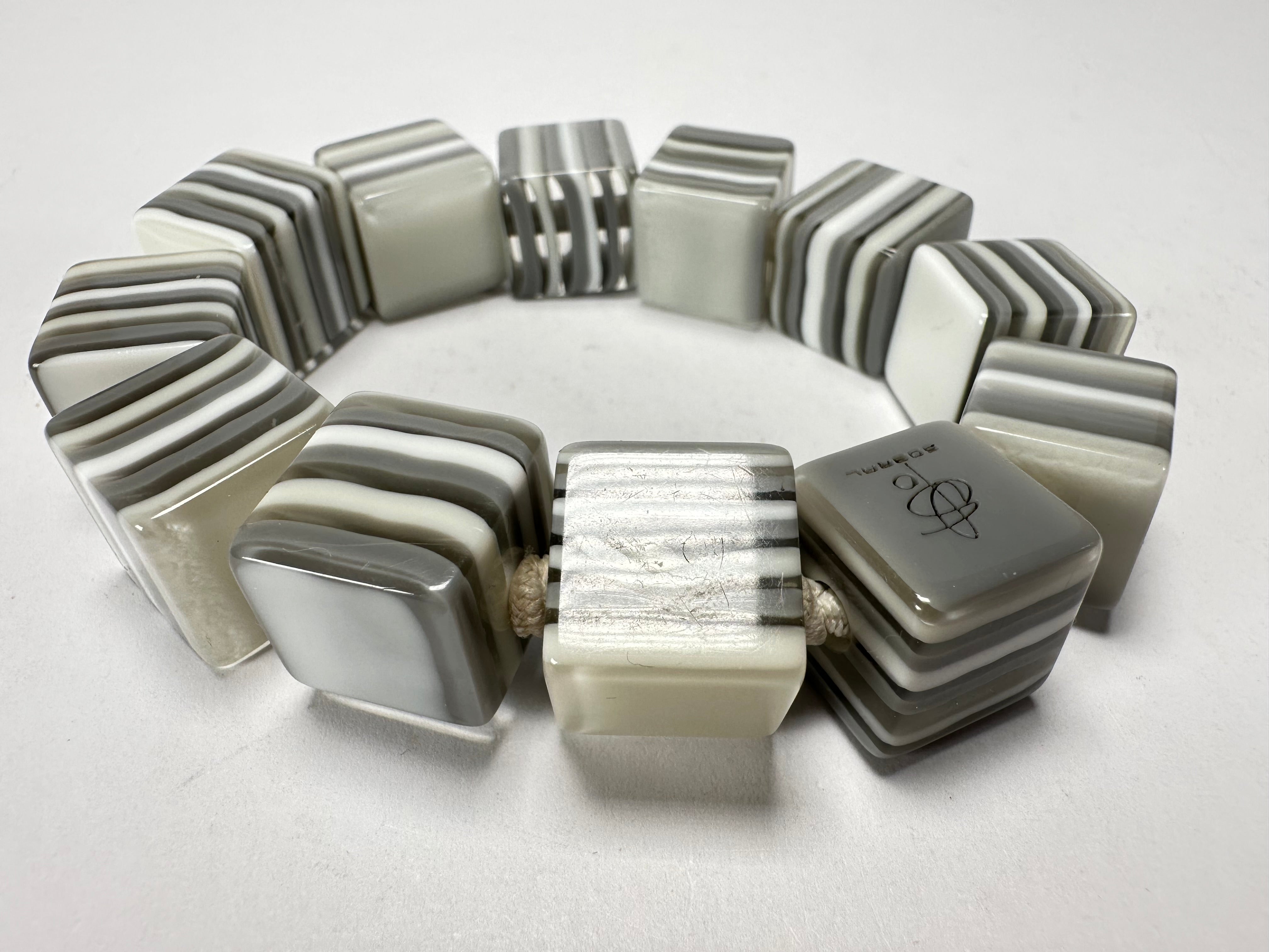 Jackie Brazil "POP" Liquorice Spring Cream Mix Small Cubes Bracelet ( B0224 )