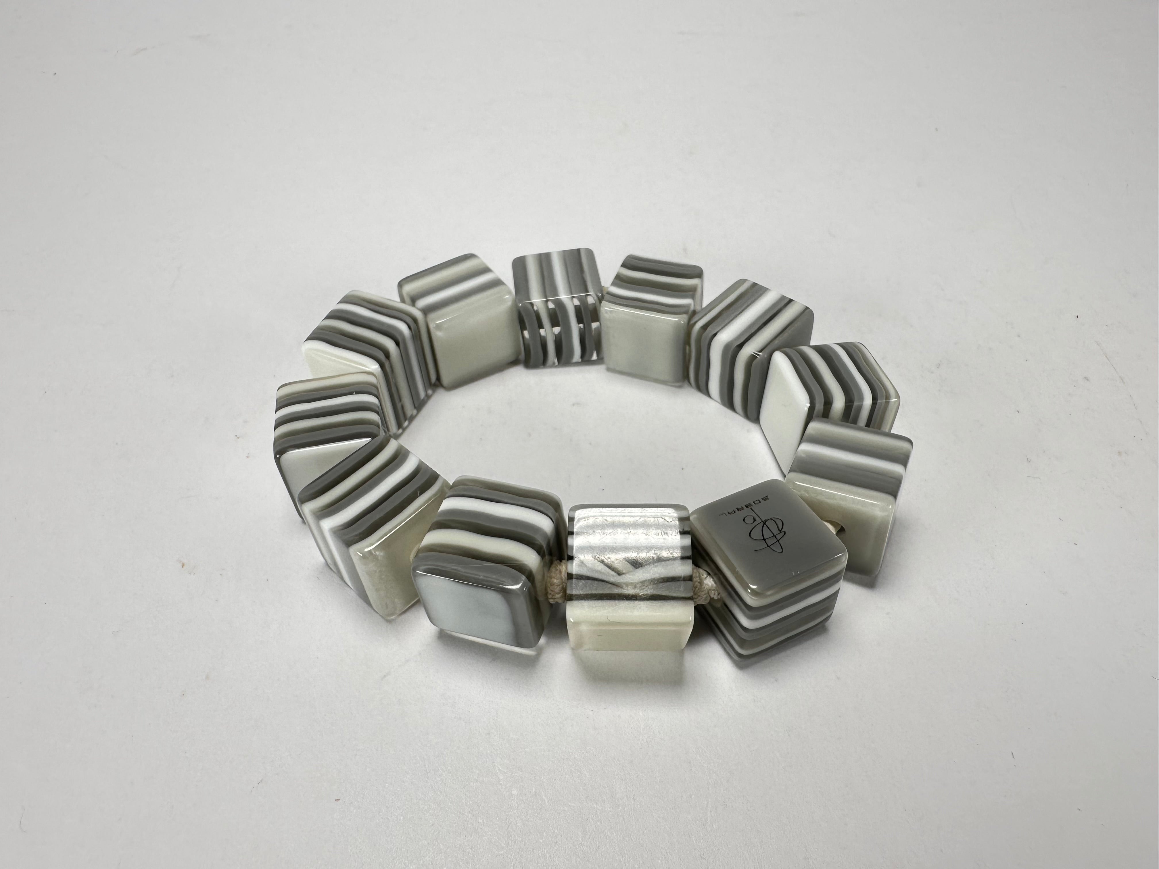 Jackie Brazil "POP" Liquorice Spring Cream Mix Small Cubes Bracelet ( B0224 )