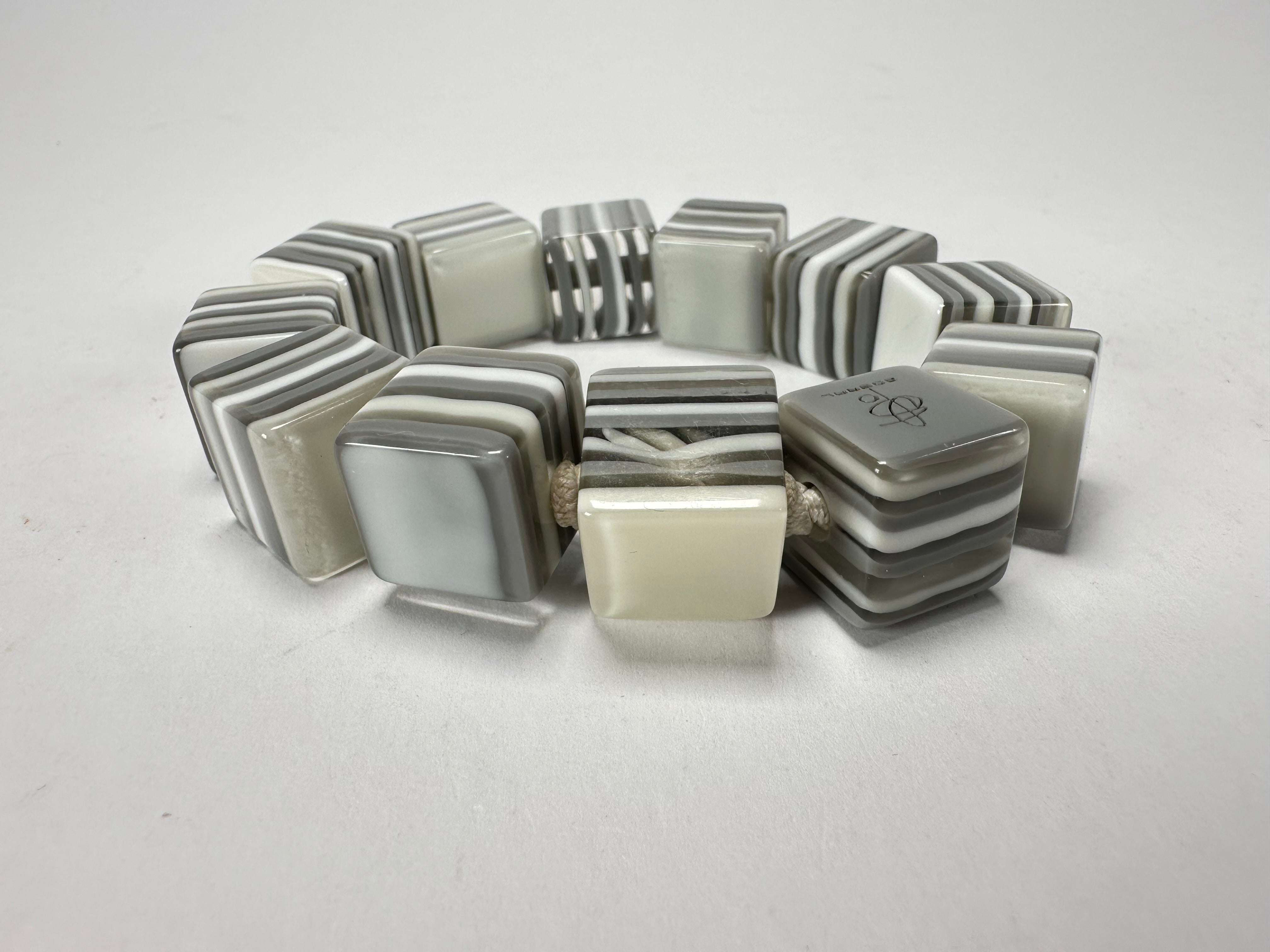 Jackie Brazil "POP" Liquorice Spring Cream Mix Small Cubes Bracelet ( B0224 )