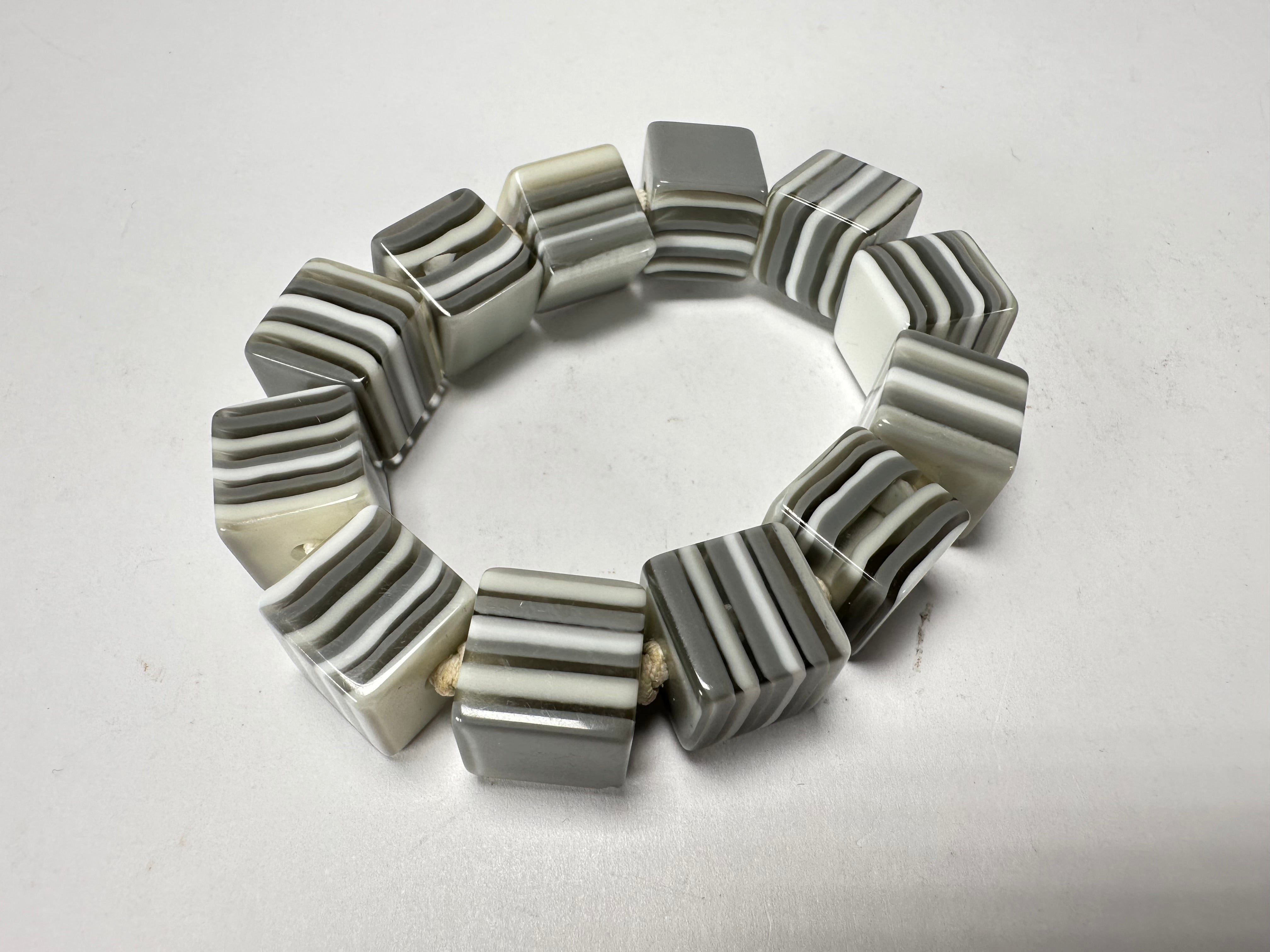 Jackie Brazil "POP" Liquorice Spring Cream Mix Small Cubes Bracelet ( B0224 )