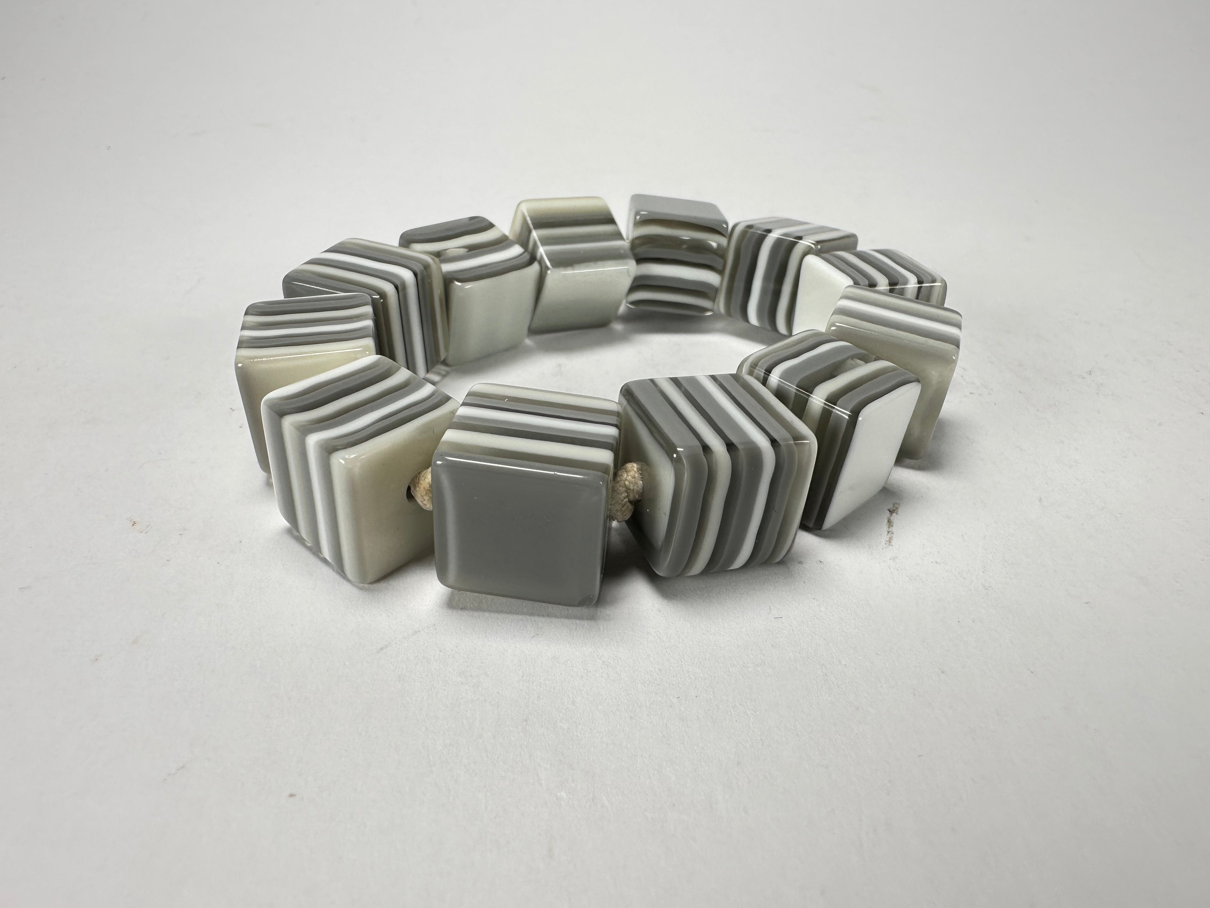 Jackie Brazil "POP" Liquorice Spring Cream Mix Small Cubes Bracelet ( B0224 )