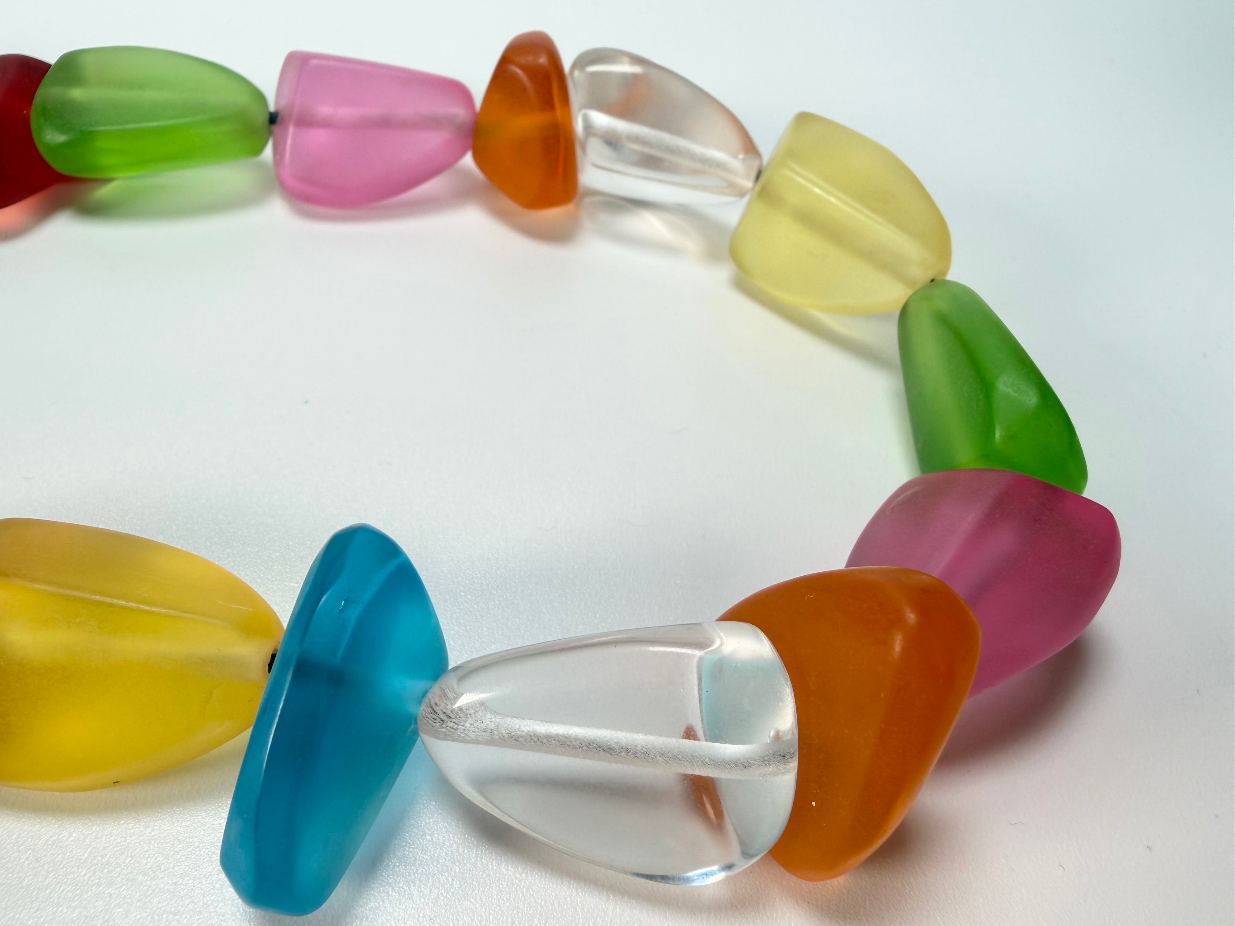 Jackie Brazil "Diamonds" Transparent Summer Frost Flintstone Bone 80cm Necklace ( N0080 )