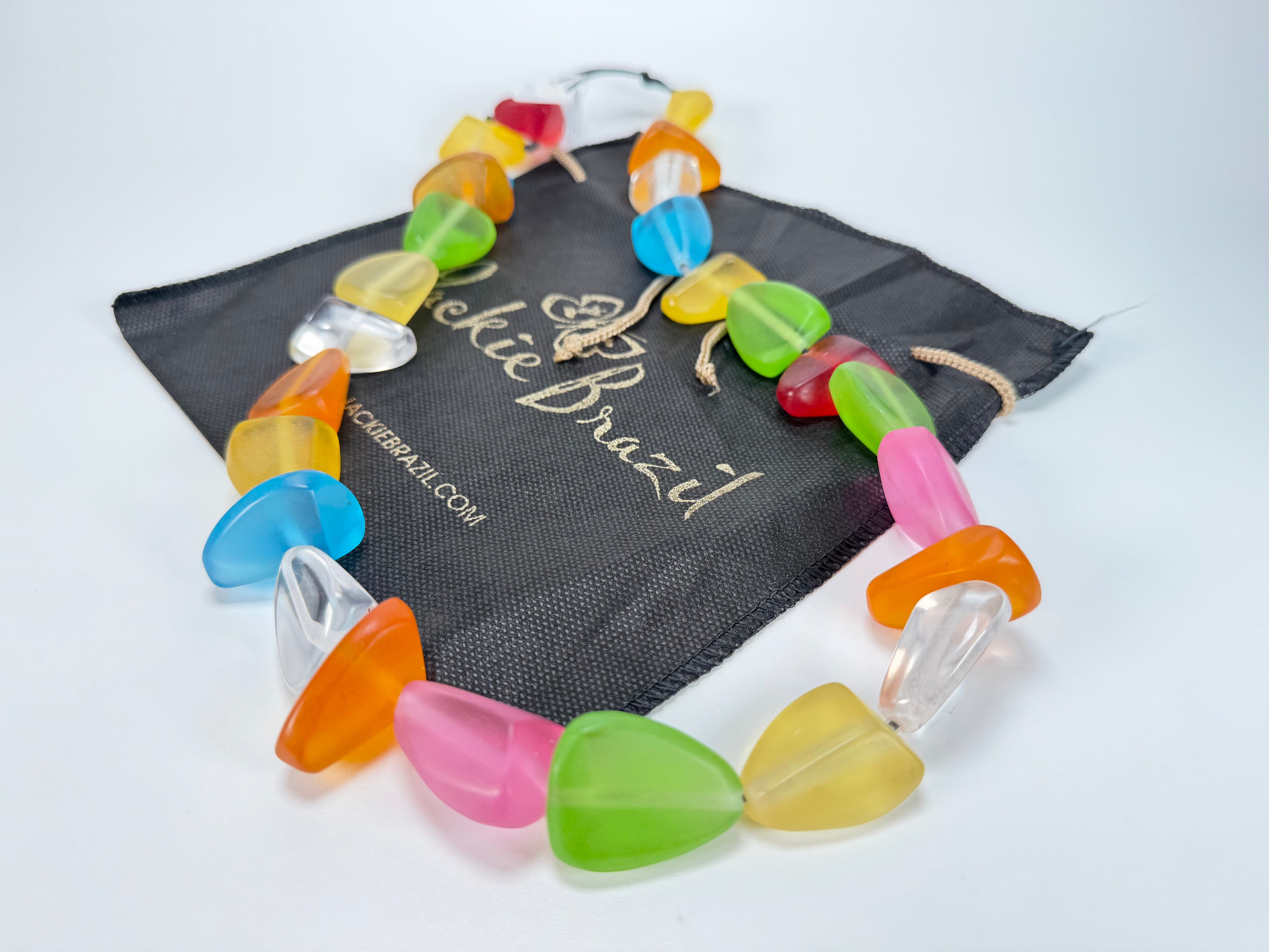 Jackie Brazil "Diamonds" Transparent Summer Frost Flintstone Bone 80cm Necklace ( N0080 )
