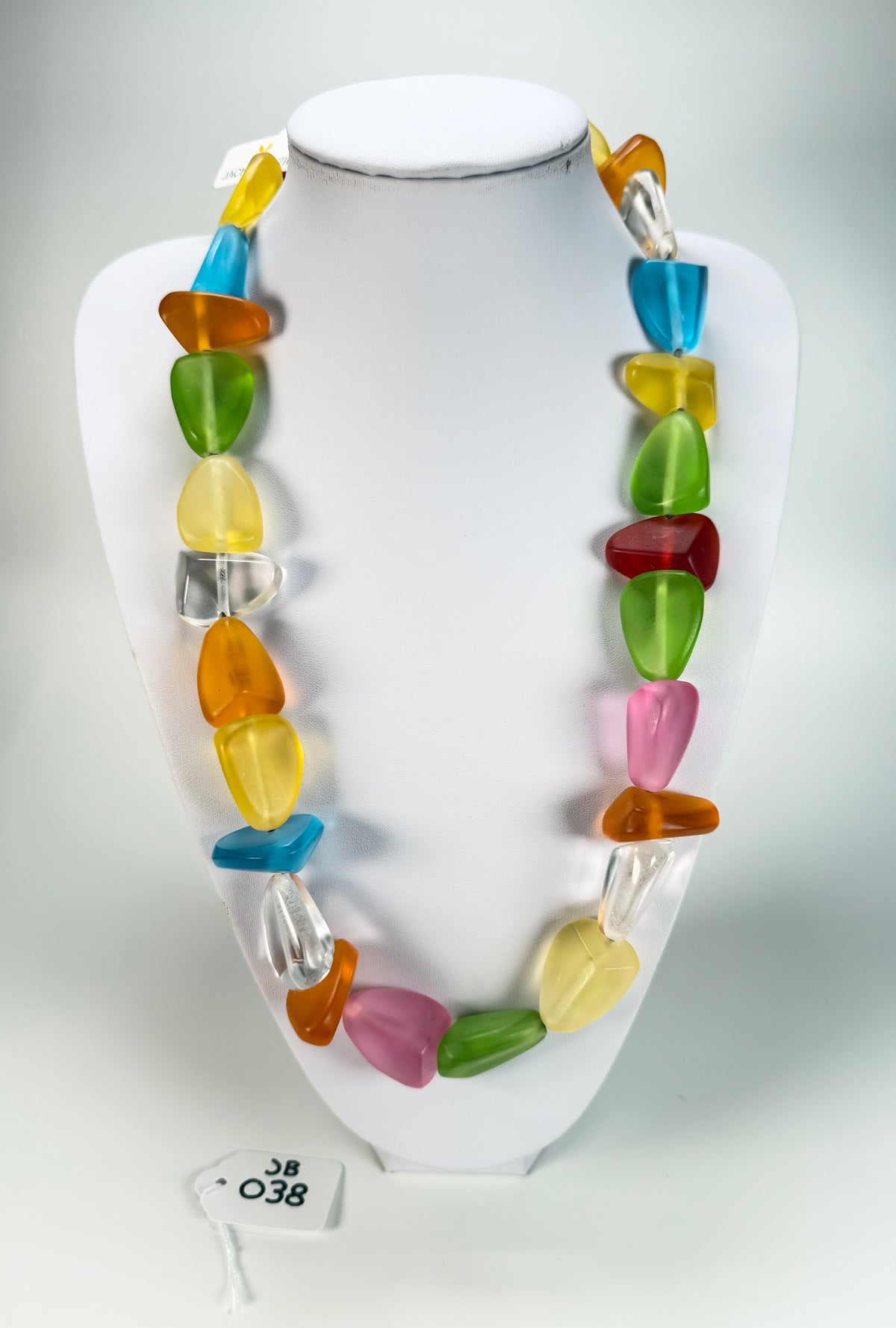 Jackie Brazil "Diamonds" Transparent Summer Frost Flintstone Bone 80cm Necklace ( N0080 )