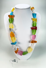 Jackie Brazil "Diamonds" Transparent Summer Frost Flintstone Bone 80cm Necklace ( N0080 )