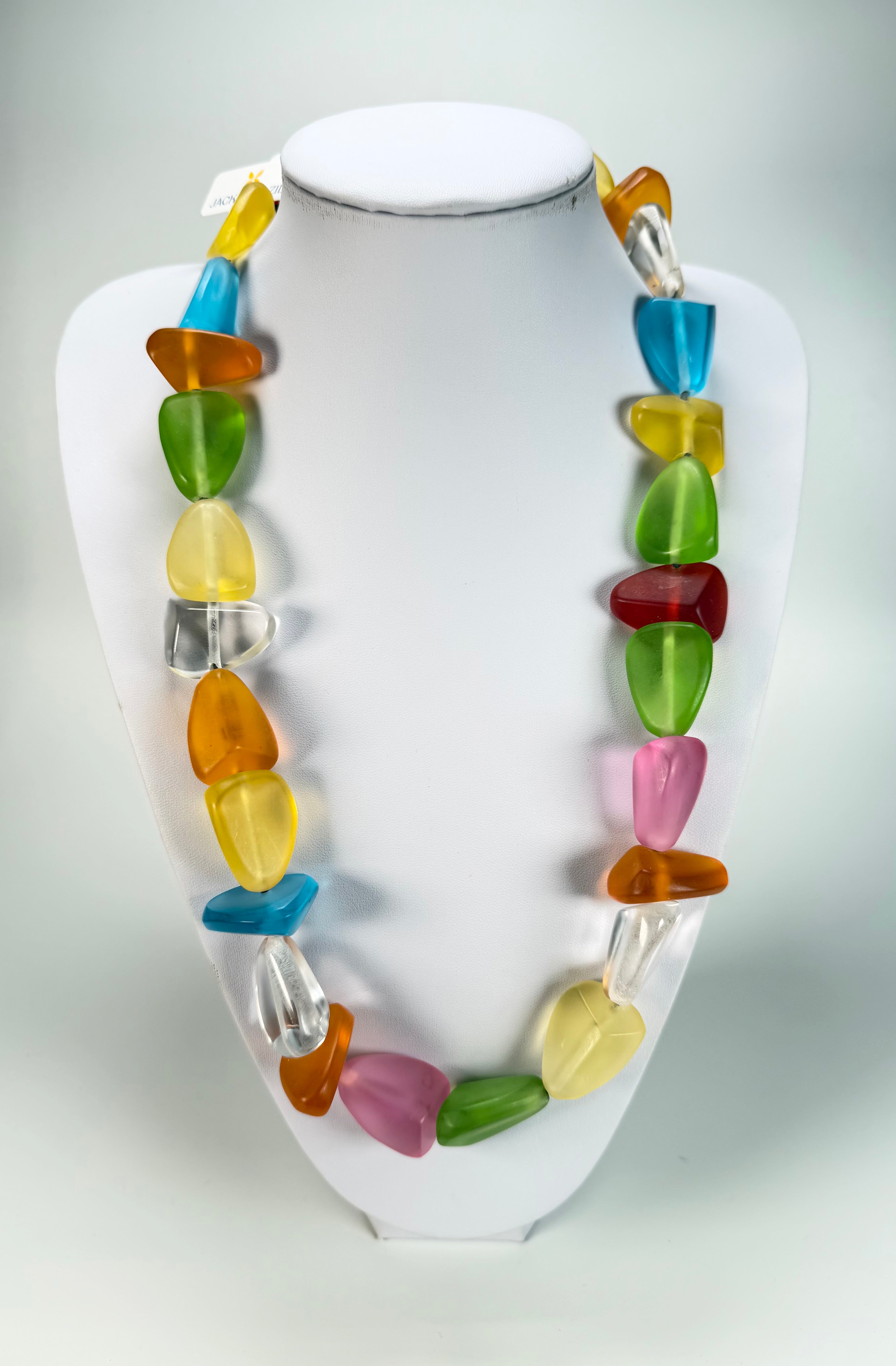 Jackie Brazil "Diamonds" Transparent Summer Frost Flintstone Bone 80cm Necklace ( N0080 )