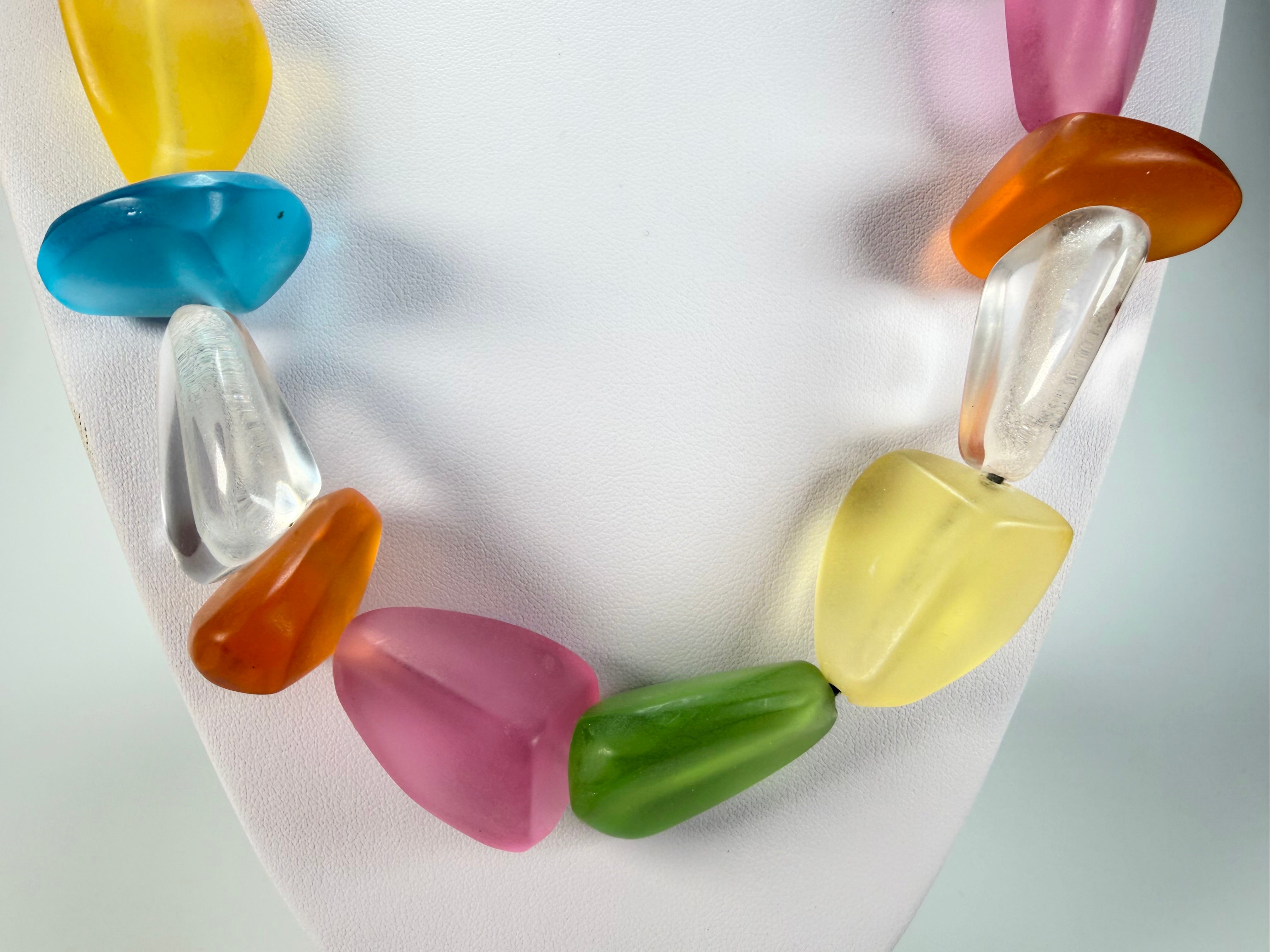 Jackie Brazil "Diamonds" Transparent Summer Frost Flintstone Bone 80cm Necklace ( N0080 )