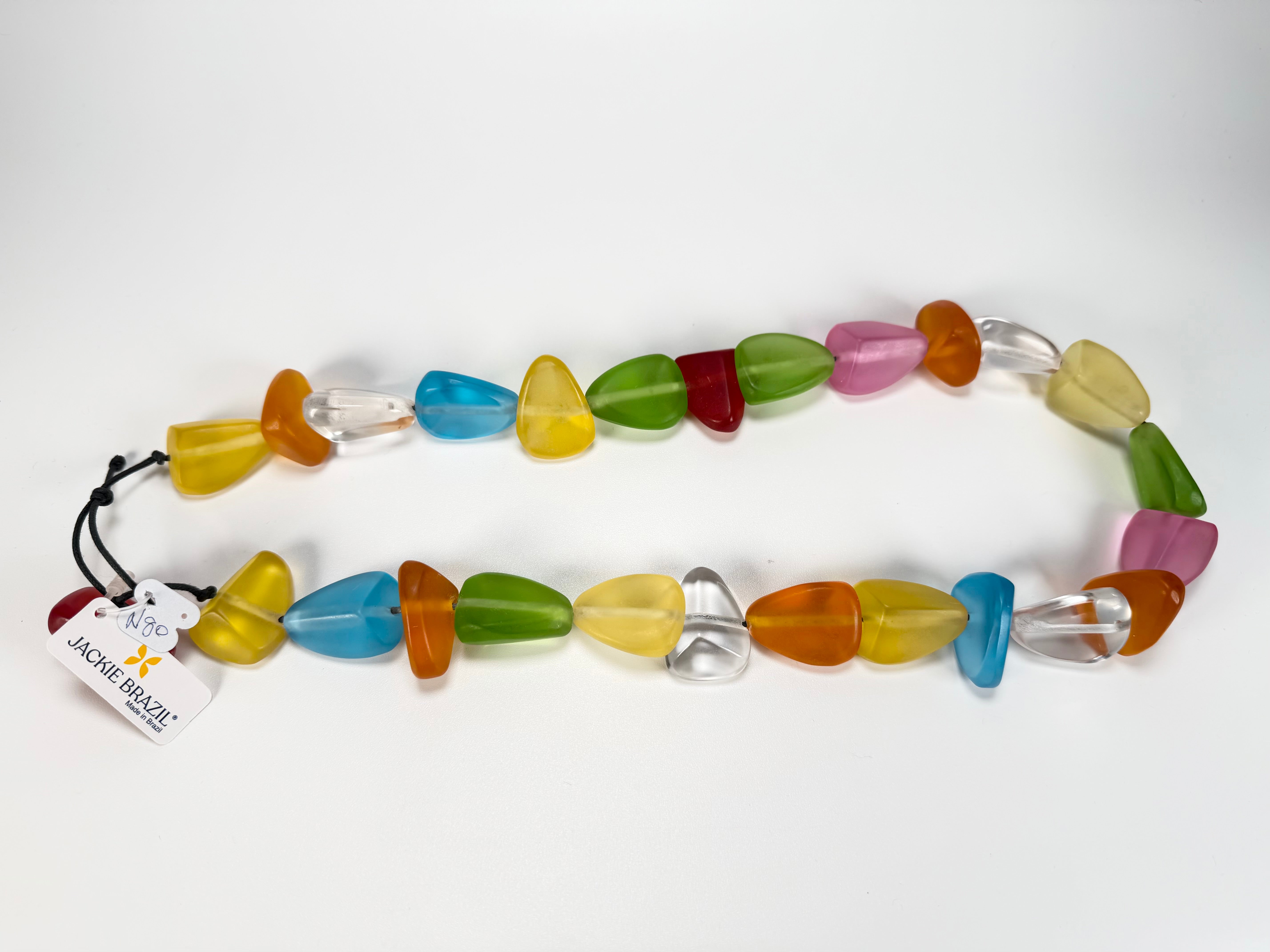 Jackie Brazil "Diamonds" Transparent Summer Frost Flintstone Bone 80cm Necklace ( N0080 )