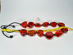 Jackie Brazil "Cusco" Amber Large Stones on Leather Necklace ( N1072 )