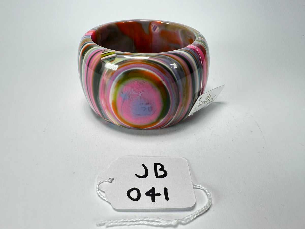 Jackie Brazil "Tiger" Liquorice Allsorts with Cat Eye Mix Colours 5cm Resin Bangle ( B0932 )