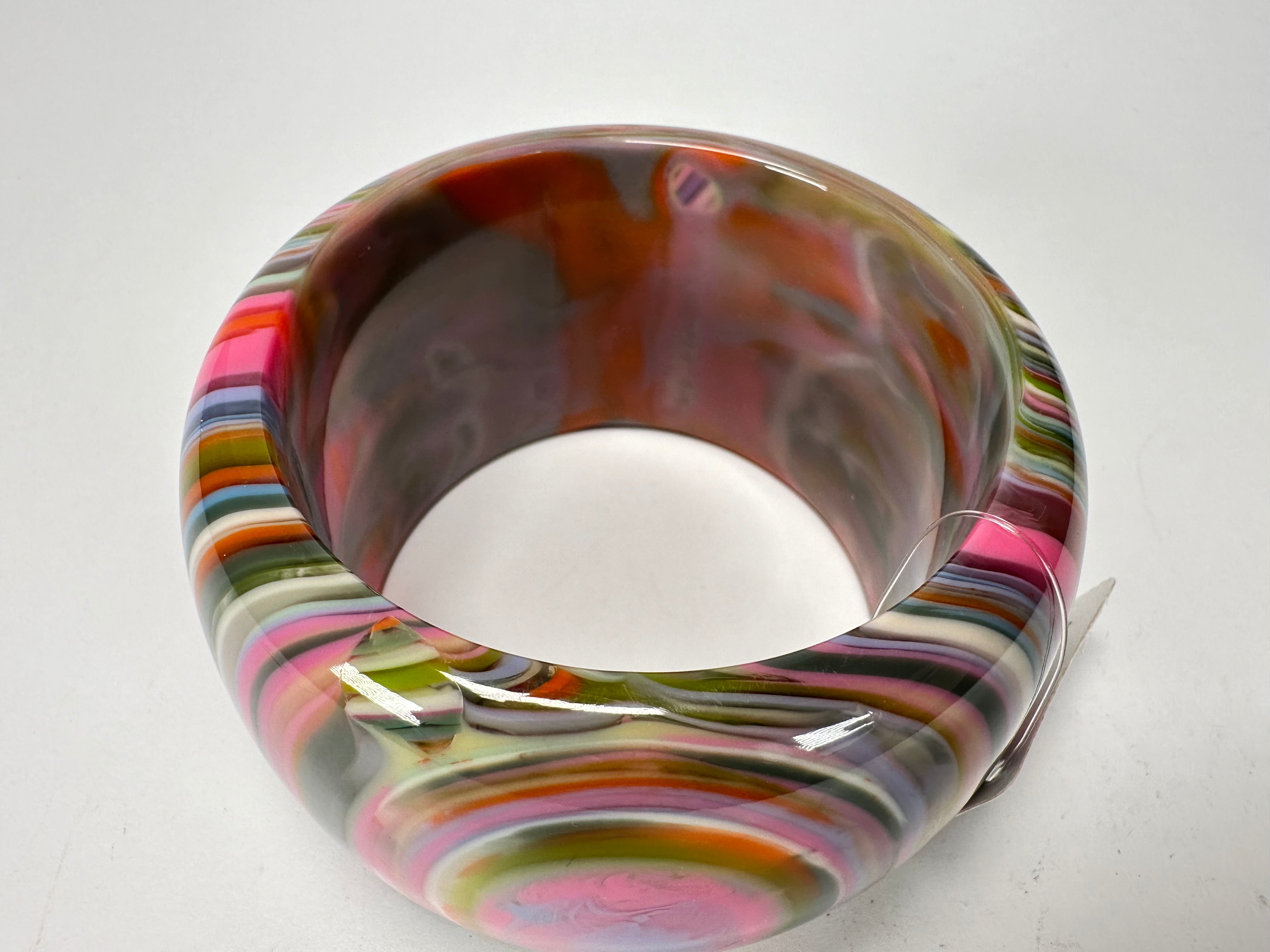 Jackie Brazil "Tiger" Liquorice Allsorts with Cat Eye Mix Colours 5cm Resin Bangle ( B0932 )