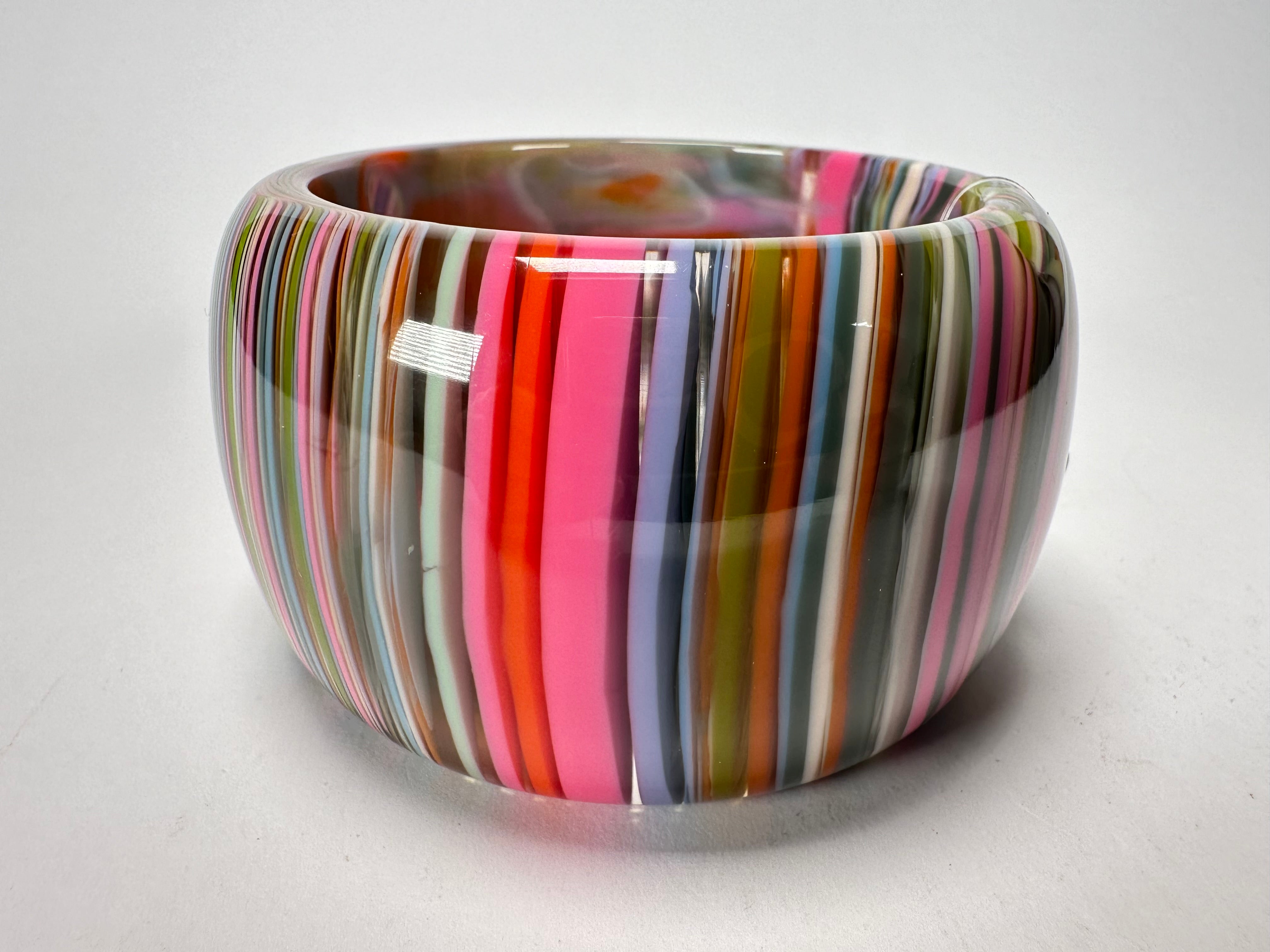 Jackie Brazil "Tiger" Liquorice Allsorts with Cat Eye Mix Colours 5cm Resin Bangle ( B0932 )