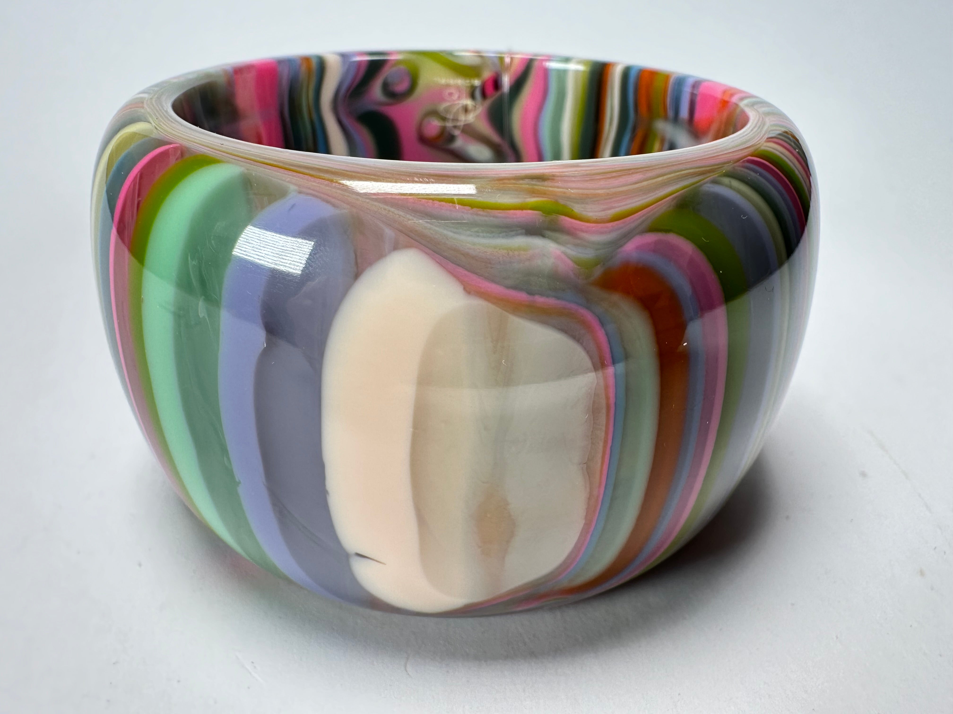 Jackie Brazil "Tiger" Liquorice Allsorts with Cat Eye Mix Colours 5cm Resin Bangle ( B0932 )