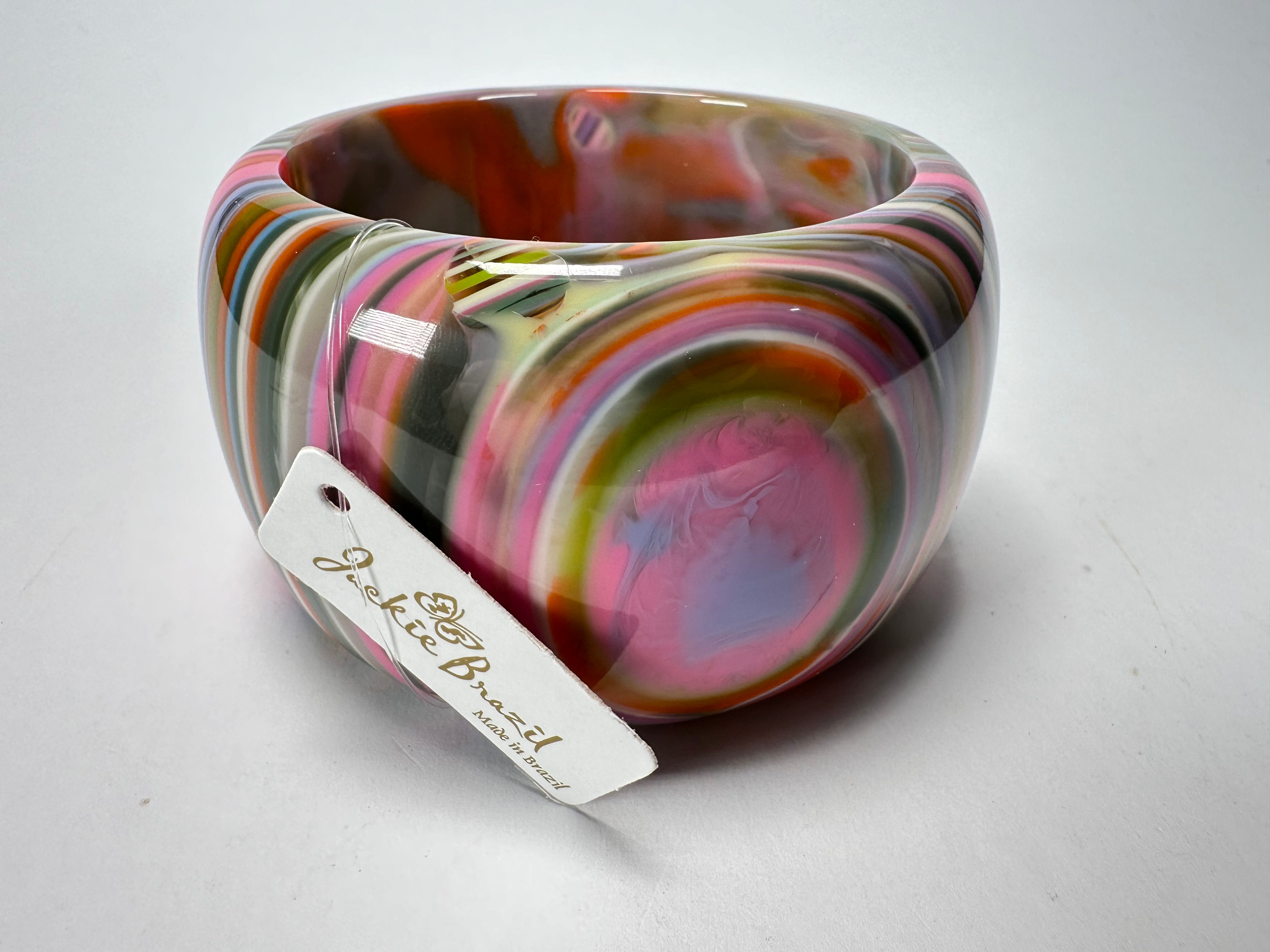 Jackie Brazil "Tiger" Liquorice Allsorts with Cat Eye Mix Colours 5cm Resin Bangle ( B0932 )