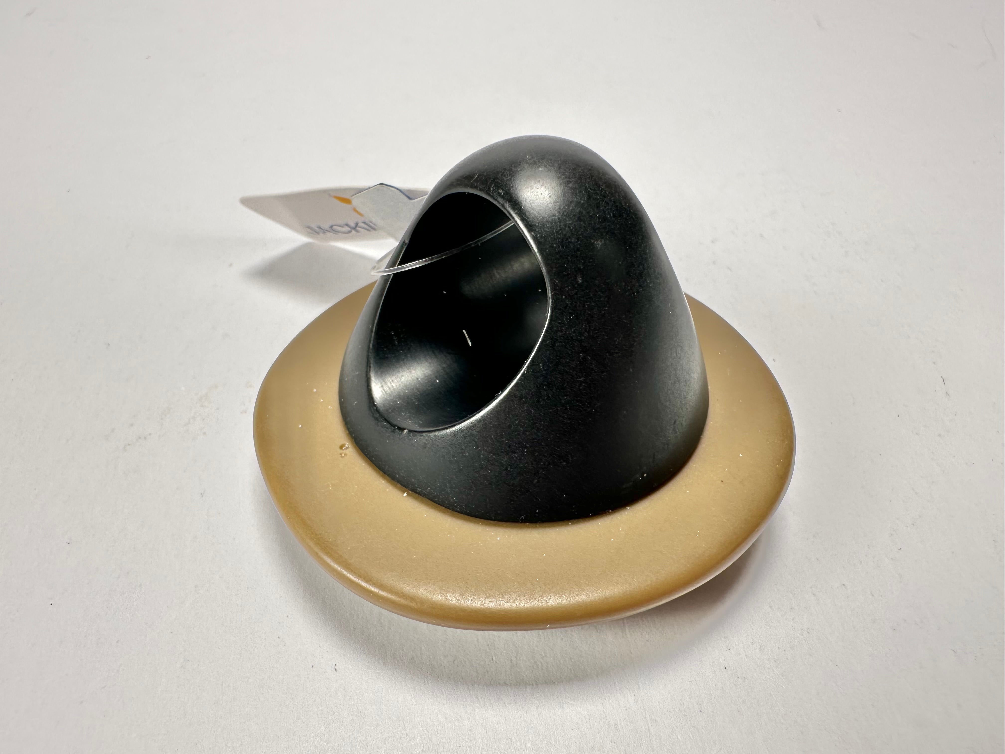 Jackie Brazil "Large Riverstone" Brown Matte 40MM Ring ( R3605 ) Size UK - P / US-7.5