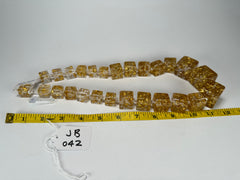 Jackie Brazil "Gold Flakes" Mix Size Liquorice Cubes Resin Necklace ( N3343 )