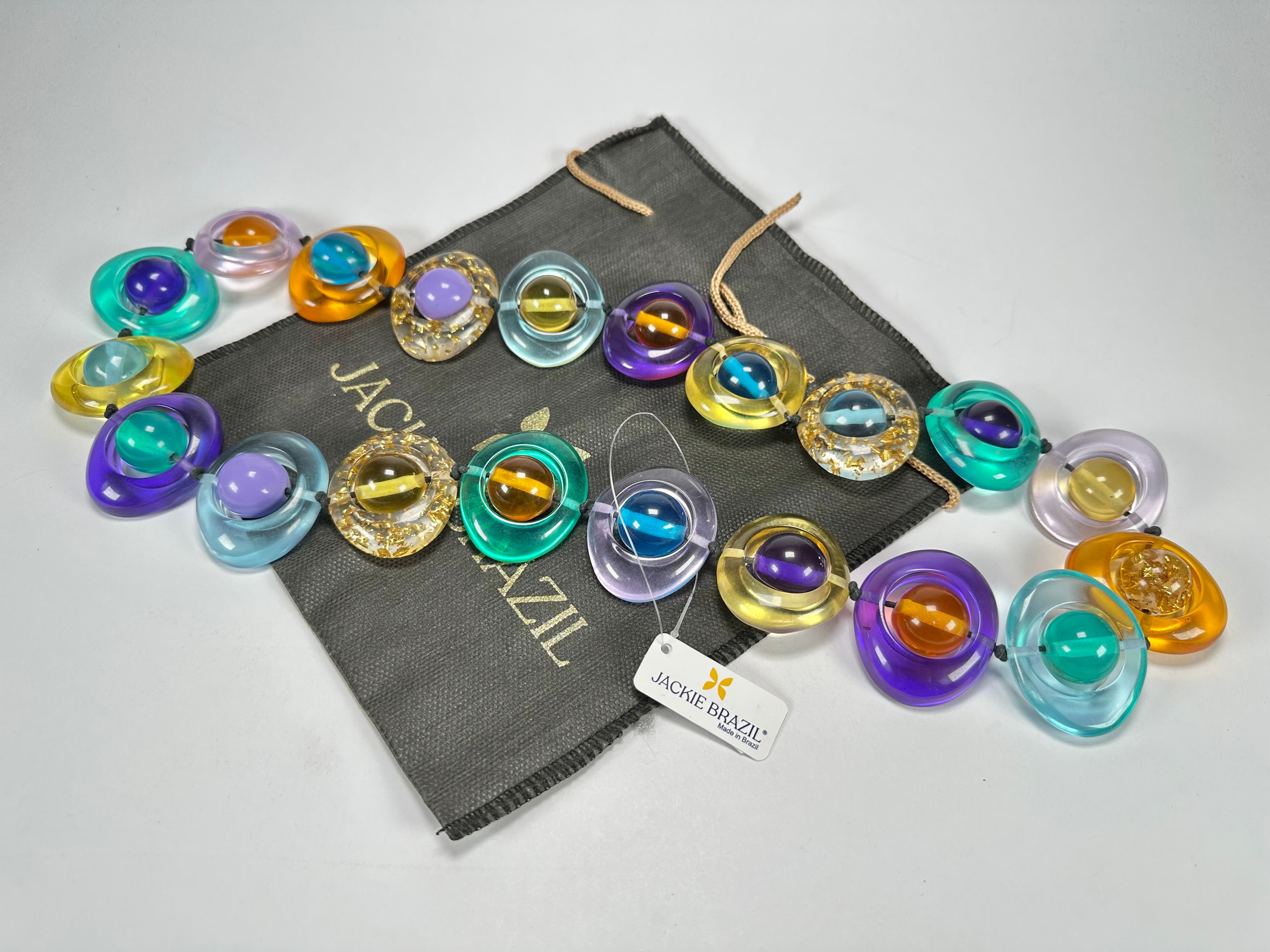 Jackie Brazil "Saturn" Transparent Paris Mix Disc & Ball Long 75cm Necklace ( N0052 )