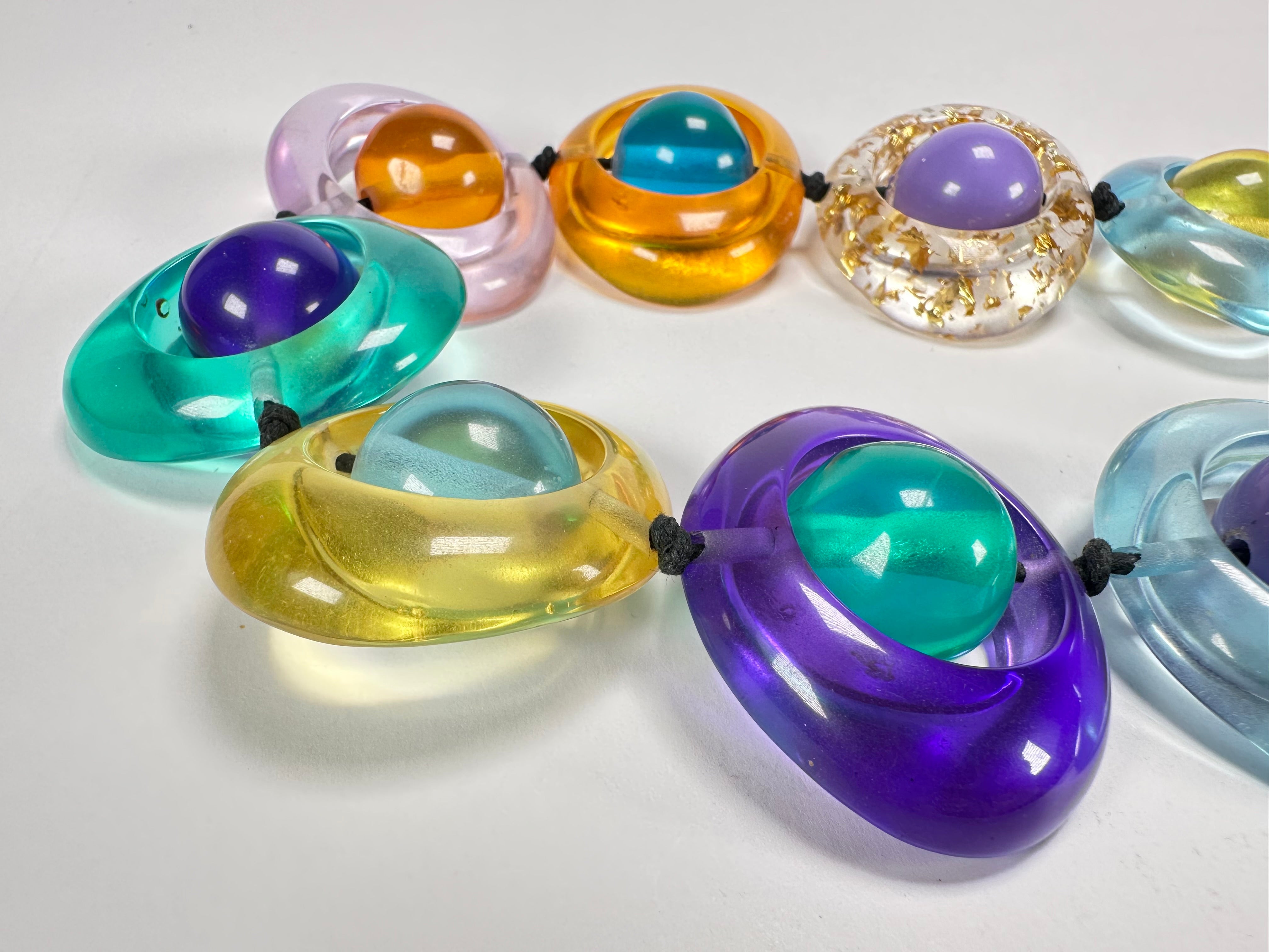 Jackie Brazil "Saturn" Transparent Paris Mix Disc & Ball Long 75cm Necklace ( N0052 )