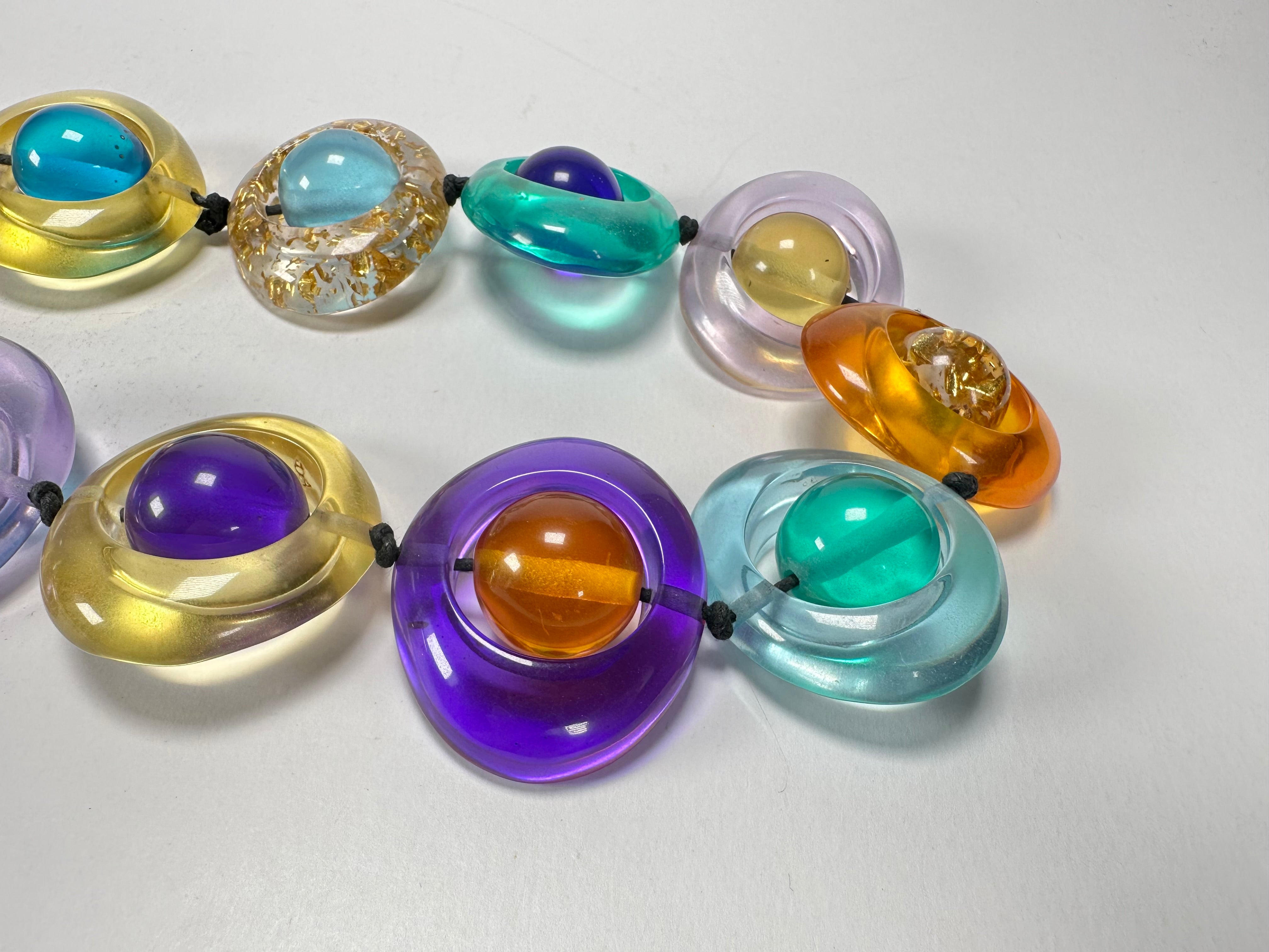 Jackie Brazil "Saturn" Transparent Paris Mix Disc & Ball Long 75cm Necklace ( N0052 )